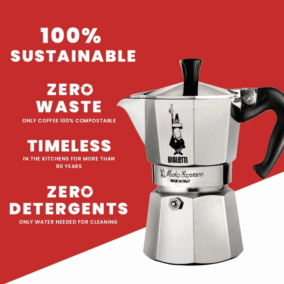 Bialetti Moka Express 3 Tazas Cafetera Italiana Espresso Aluminio Plata 130 Ml
