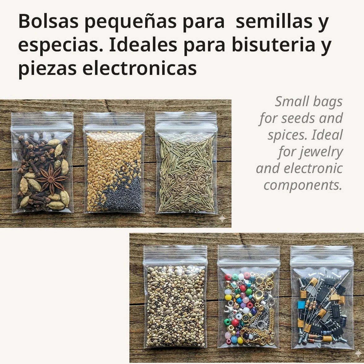 Bolsas con Cierre Hermético de Plástico Transparentes Ideales para Congelar Alimentos, Guarda Documentos, Bolsas Reutilizables y de Conservación - Ofituria (100 Bolsas, 40 x 60 mm)