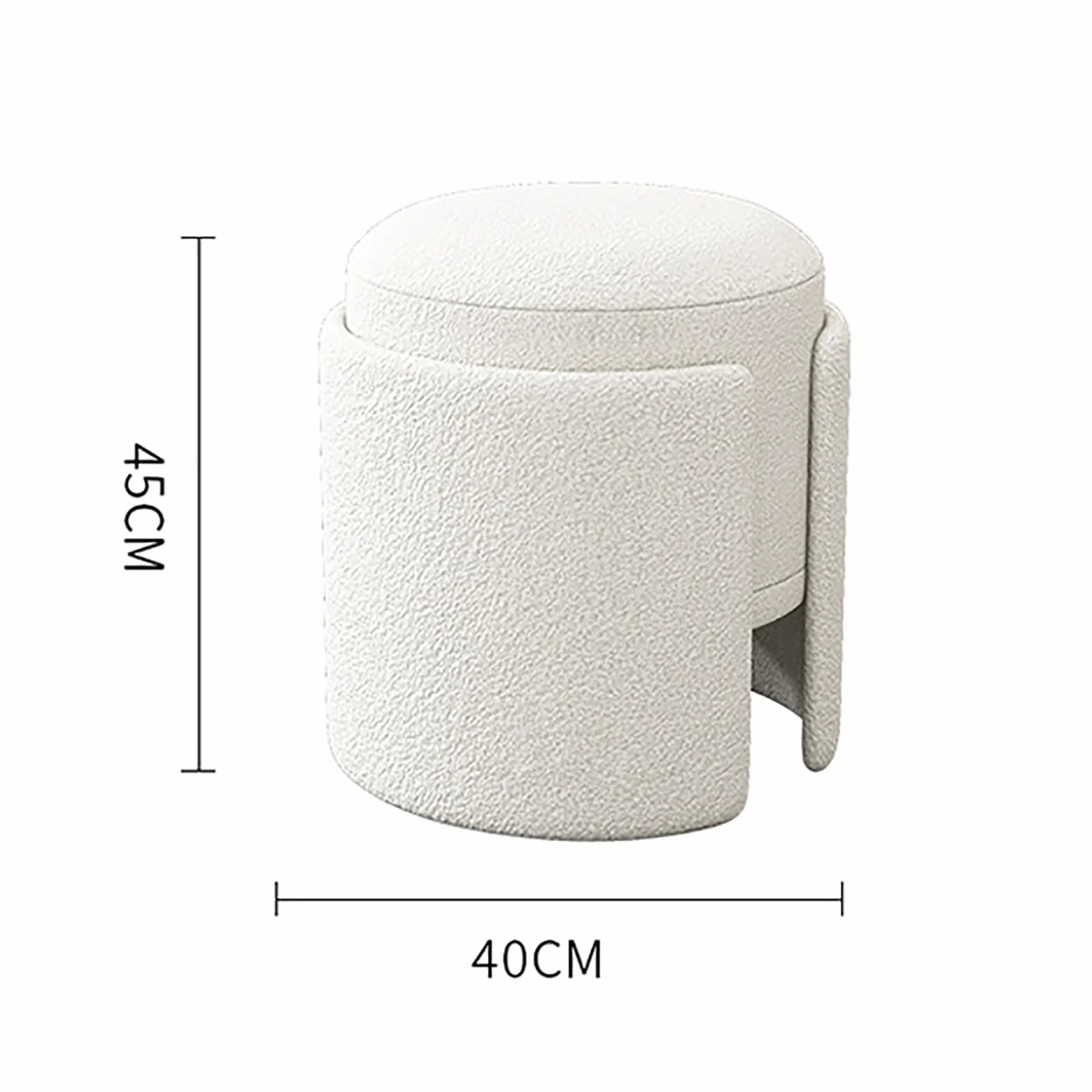 Silla redonda de tocador con asiento acolchado y reposapiés para dormitorio