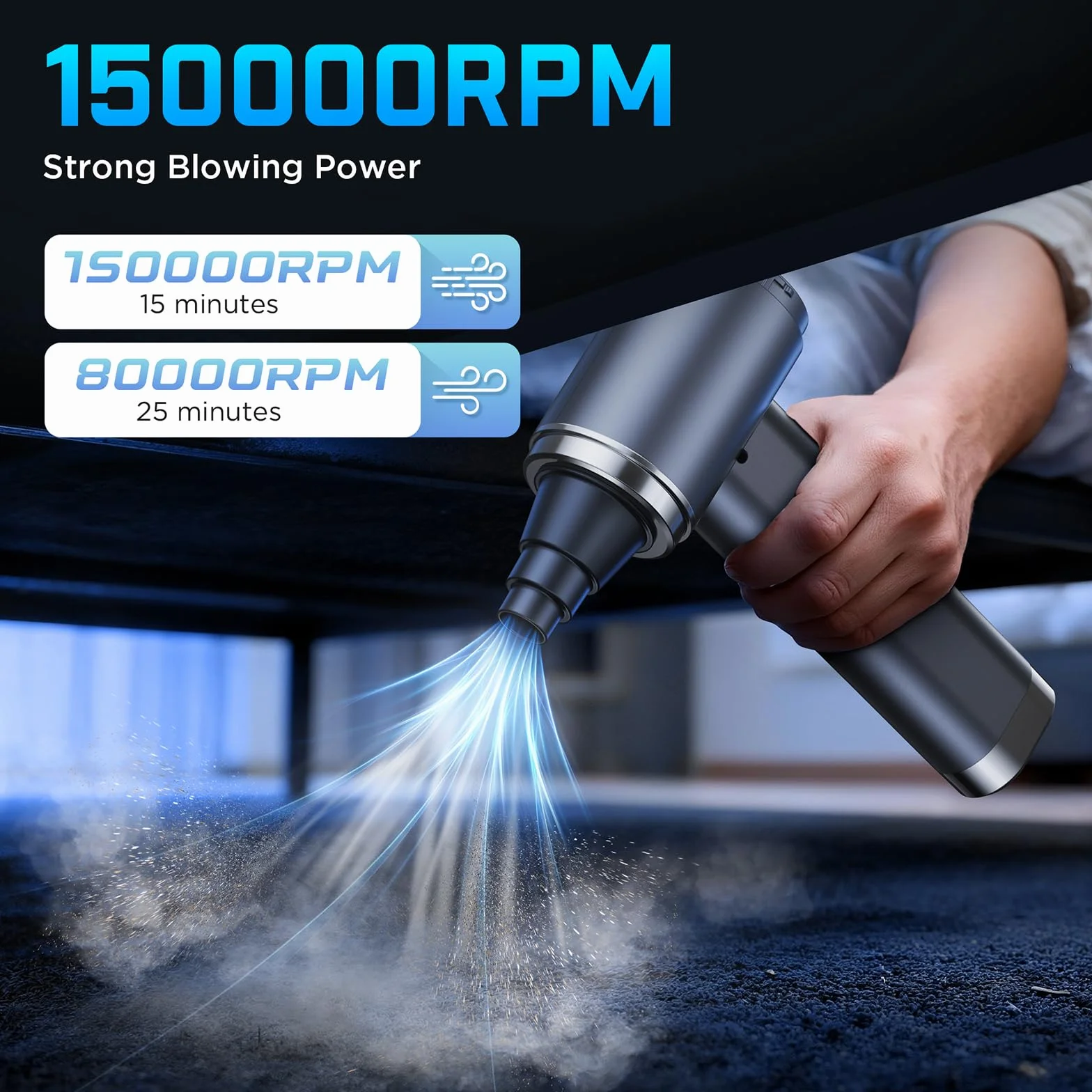 4en1 Aspirador de Mano, 25000Pa Mini Aspirador Potente Portátil, 6000mAh Aspiradora Coche Sin Cable con Motor sin Escobillas, 2 Niveles de Succión, para Pelo De Mascotas, Coche, Hogar, Oficina