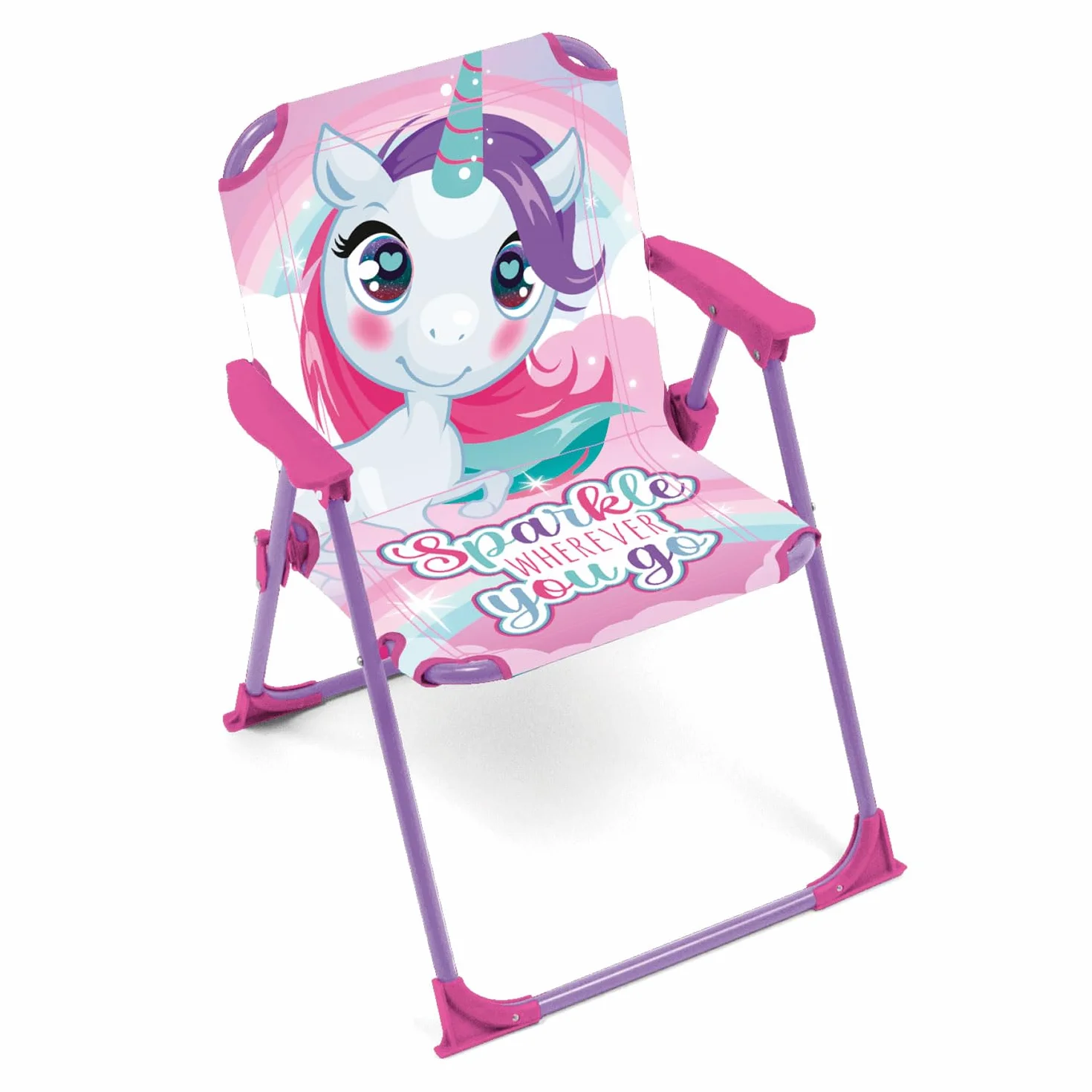 ARDITEX Silla Plegable con Brazos de Unicornio Sparkle 38x32x53cm