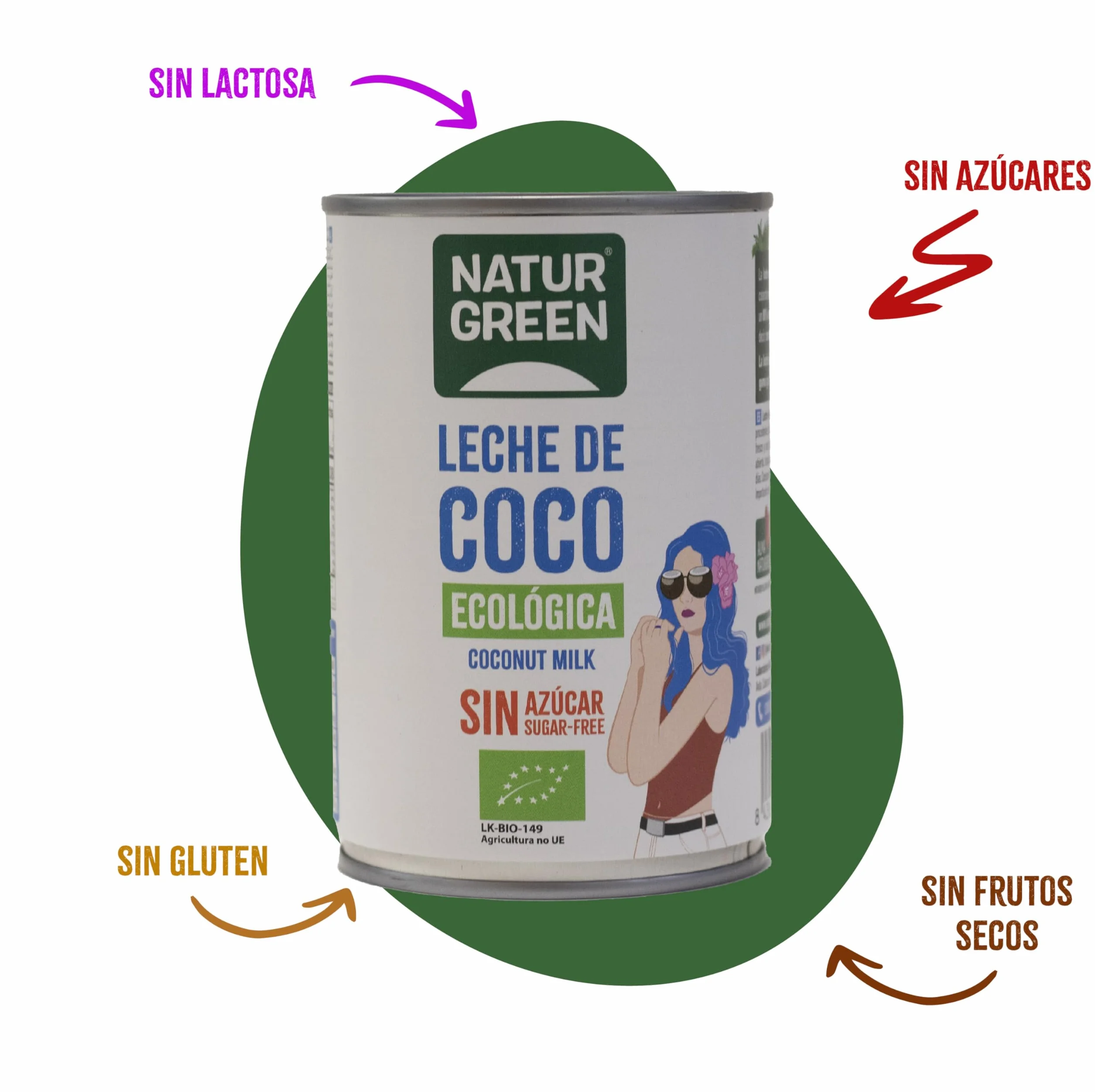 NaturGreen Leche de Coco BIO Cremosa Ecológica Sin Azúcar 400 ml