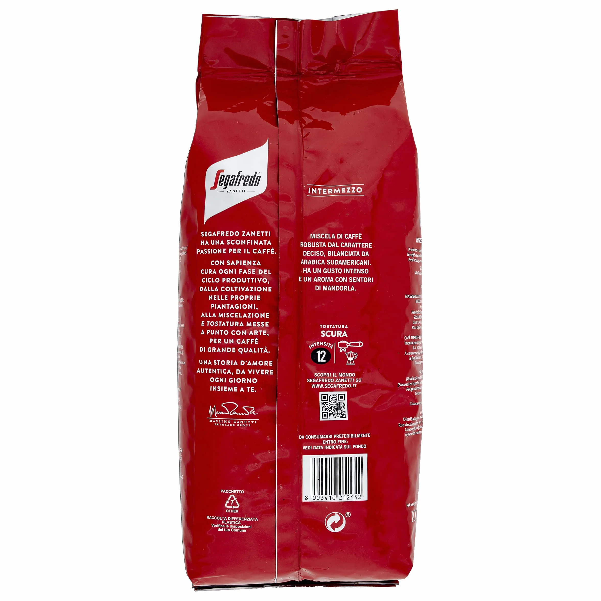 Segafredo Zanetti Café en Grano Intermezzo 1 Kg - Apto para Moka - Le Classiche, Tostado Oscuro