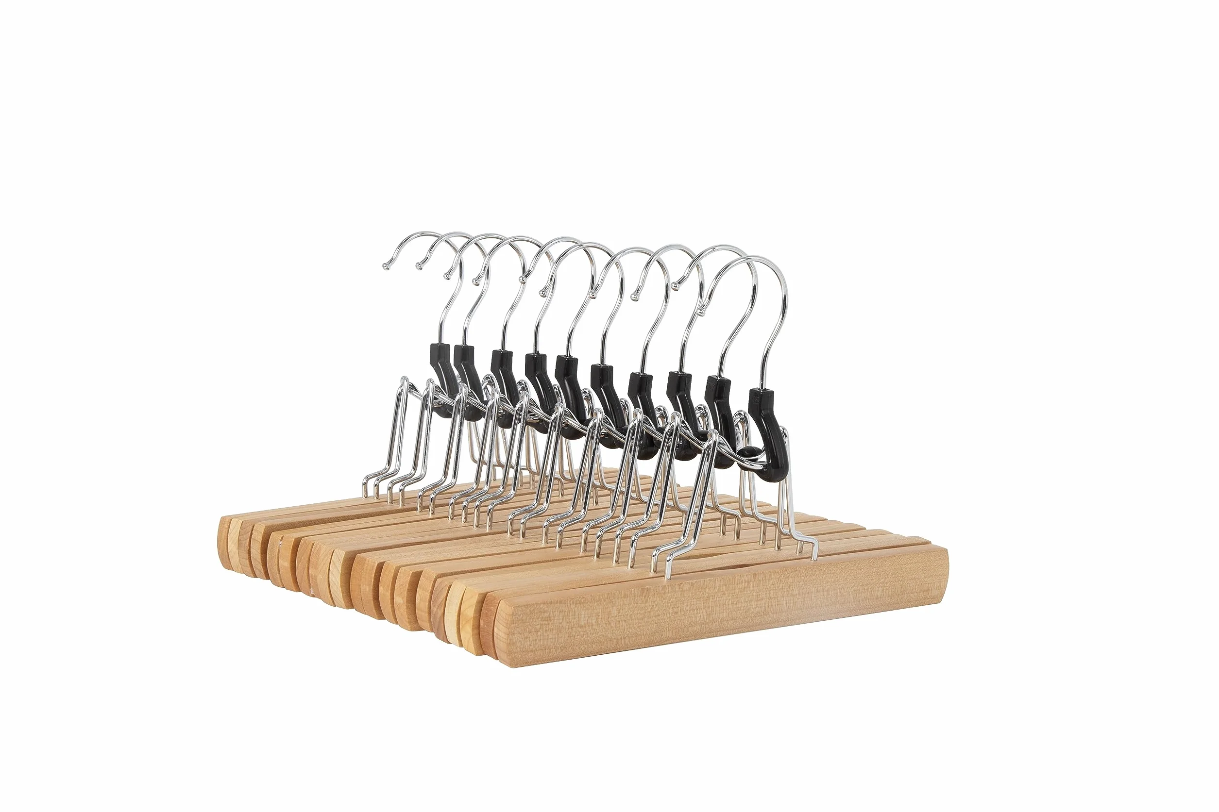 Amazon Basics Perchas de madera para pantalones, natural, 10 unidades