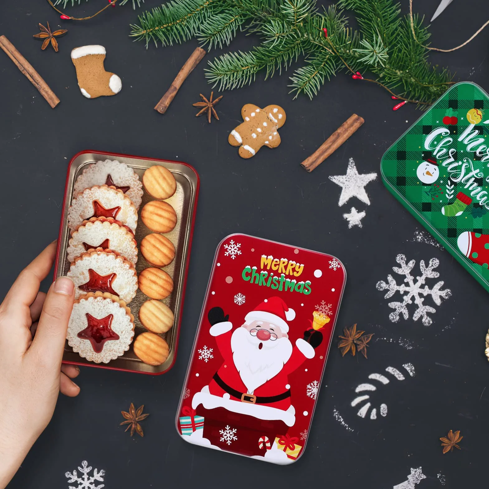 Cabilock 8 botes de galletas navideñas: soporte para tarjetas de de Navidad, gran embalaje para o de dinero