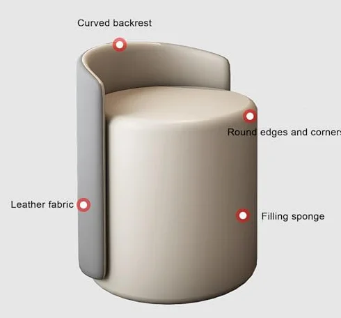 Silla de maquillaje giratoria 360° con respaldo bajo para tocador moderno