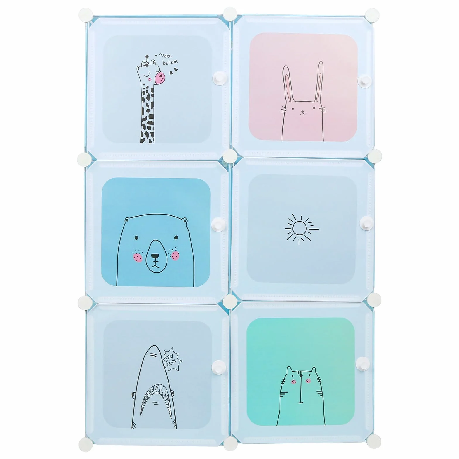 Armario de Plástico Modular con Puertas para Dormitorio Infantil, Organizador de Ropa 74x37x110 cm