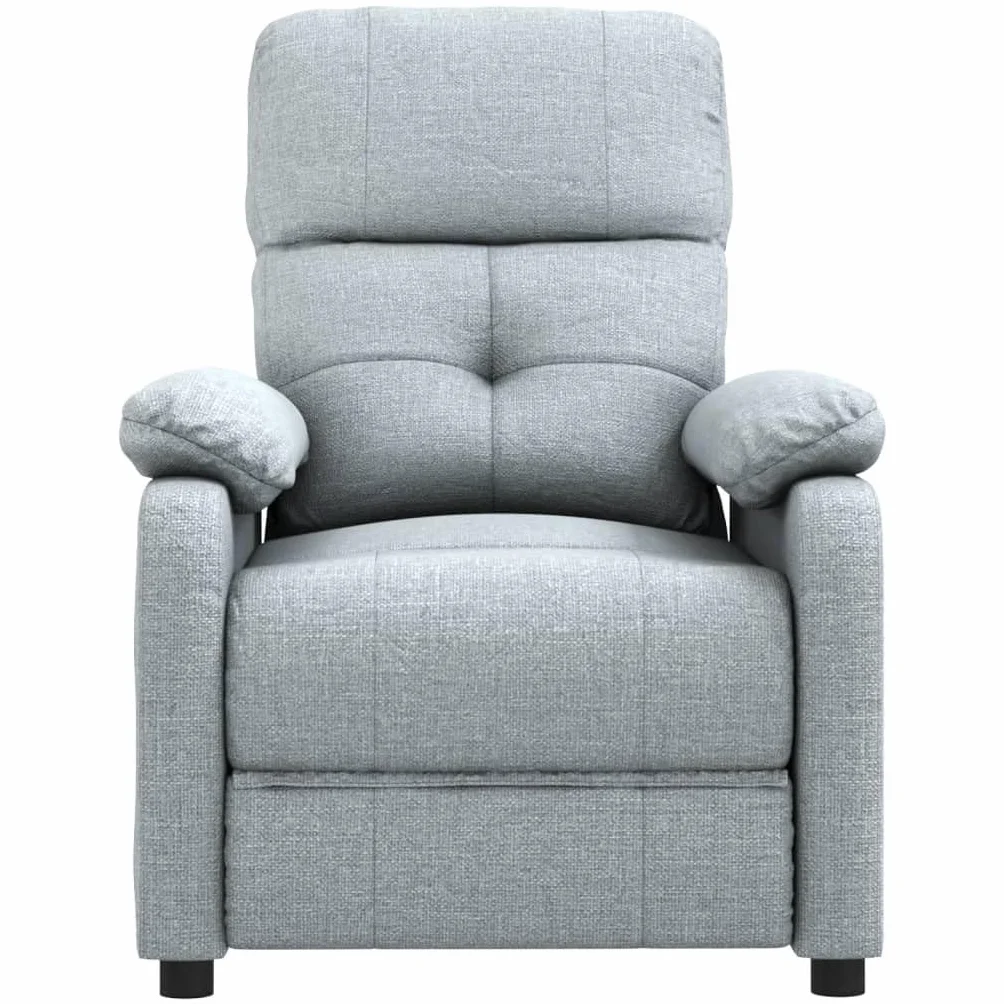 IKAYAA Sillón Reclinable de Masaje con 6 Zonas de Masaje y Mando a Distancia, Reclinable Manual, Sillón Relax de Tela con Prácticos Bolsillo, Gris Claro