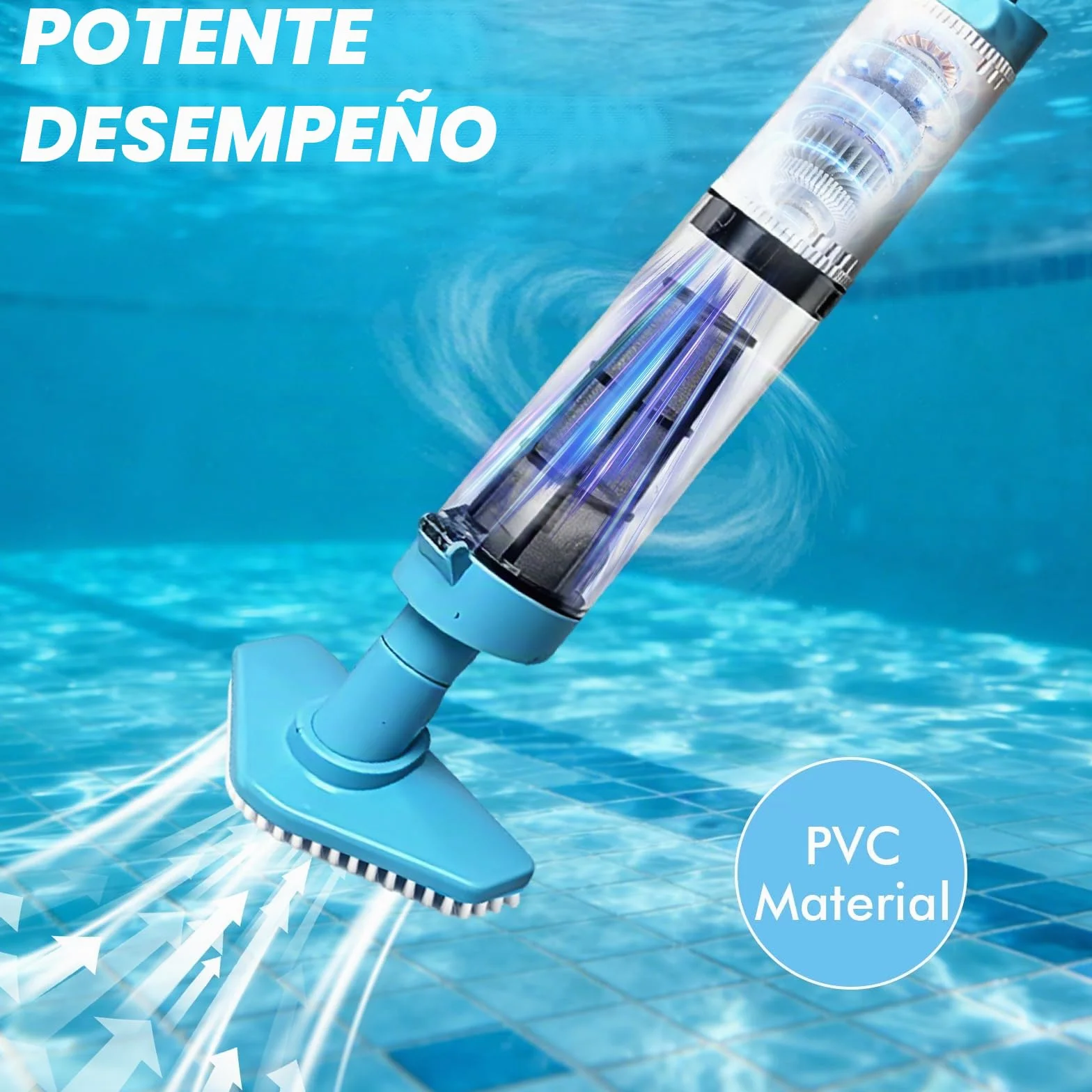 3 en 1 Limpiafondos para Piscina Inalámbrica con Mango Telescópico Aspirador Bateria Recargable Portátil Piscinas Fondos para SPA Eliminar Arena y Residuos,Tiempo de Ejecución 90 Minutos