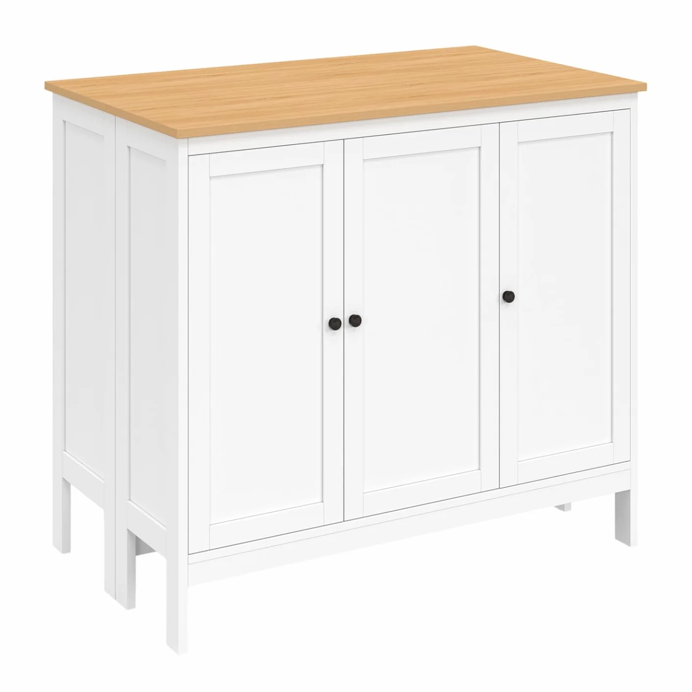 IDMarket – Conjunto de mesa de bar ilot Aquiles y 2 taburetes madera blanca bandeja forma haya