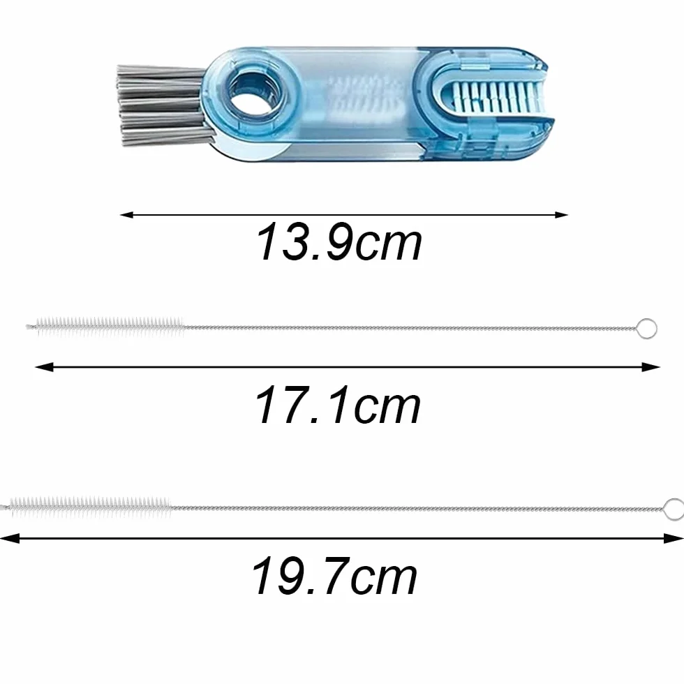 Cepillo Multifunción 3 en 1, 2 Pcs Cepillos de Paja para Limpieza de Hendiduras y Botellas