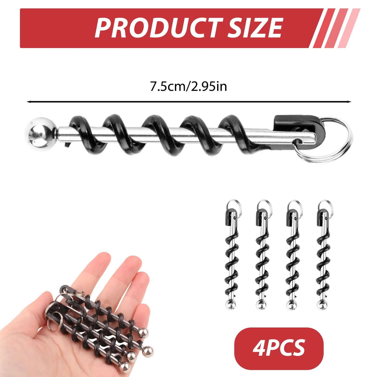 Abridor de vino portátil 4 llaveros sacacorchos espiral reforzada para picnics camping