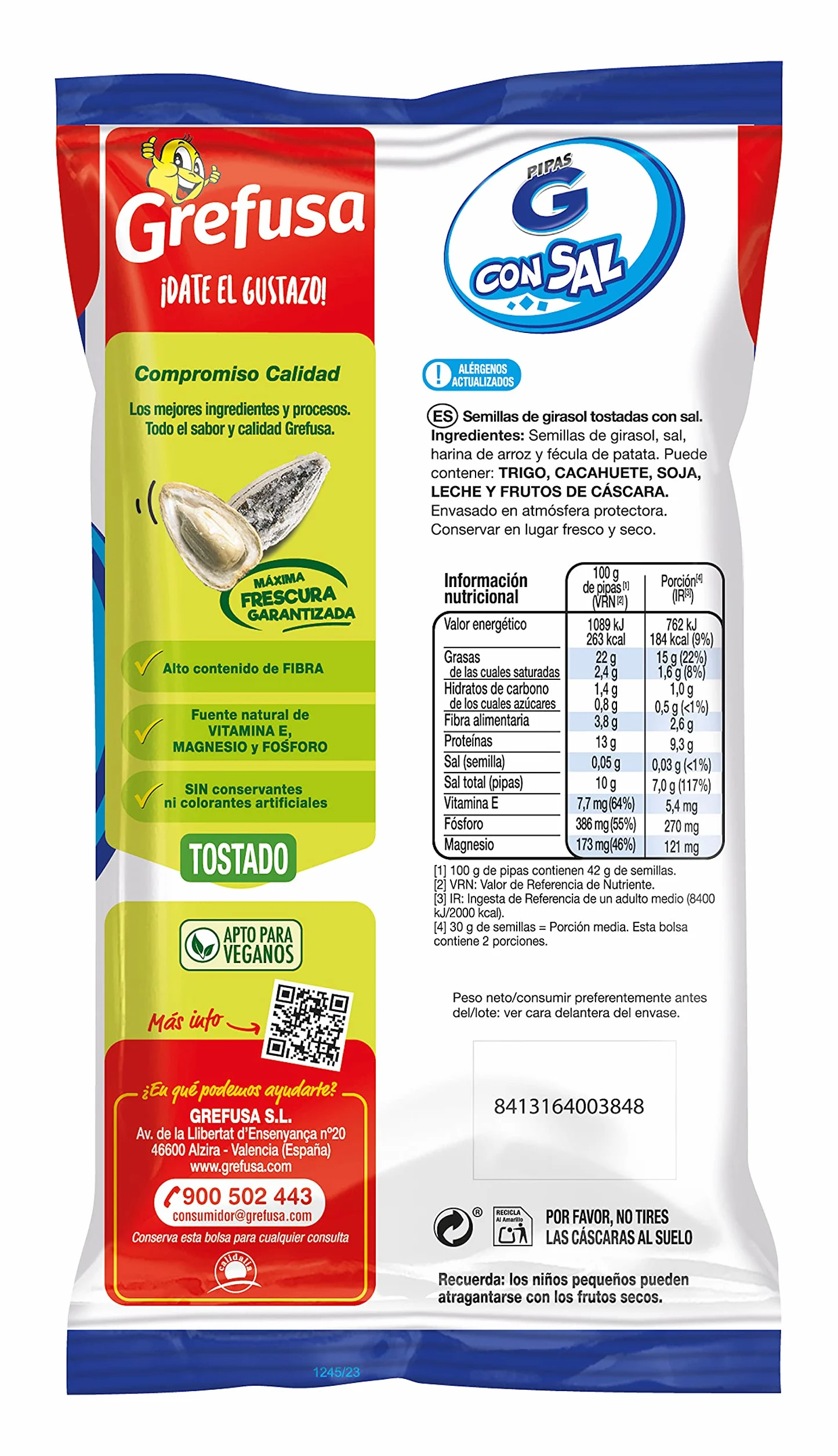 Grefusa Pipas con Sal, 165g