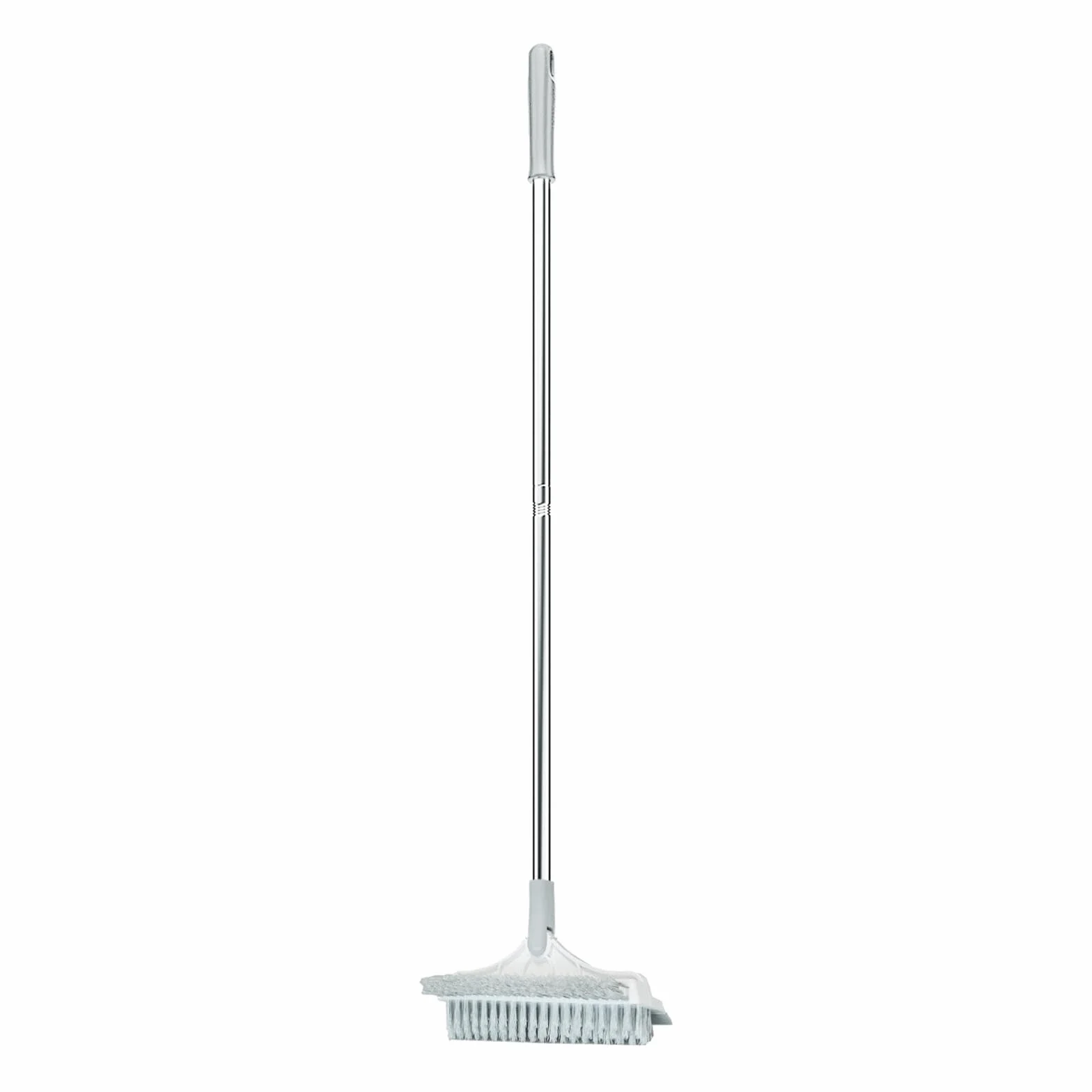 Cepillo de Limpieza de Suelos 3 en 1: Cepillo Rascador con Cerdas Rígidas, Mango Giratorio Largo, Mango de Acero PP Antideslizante, Adecuado para, Blanco Gris, tal como se describe