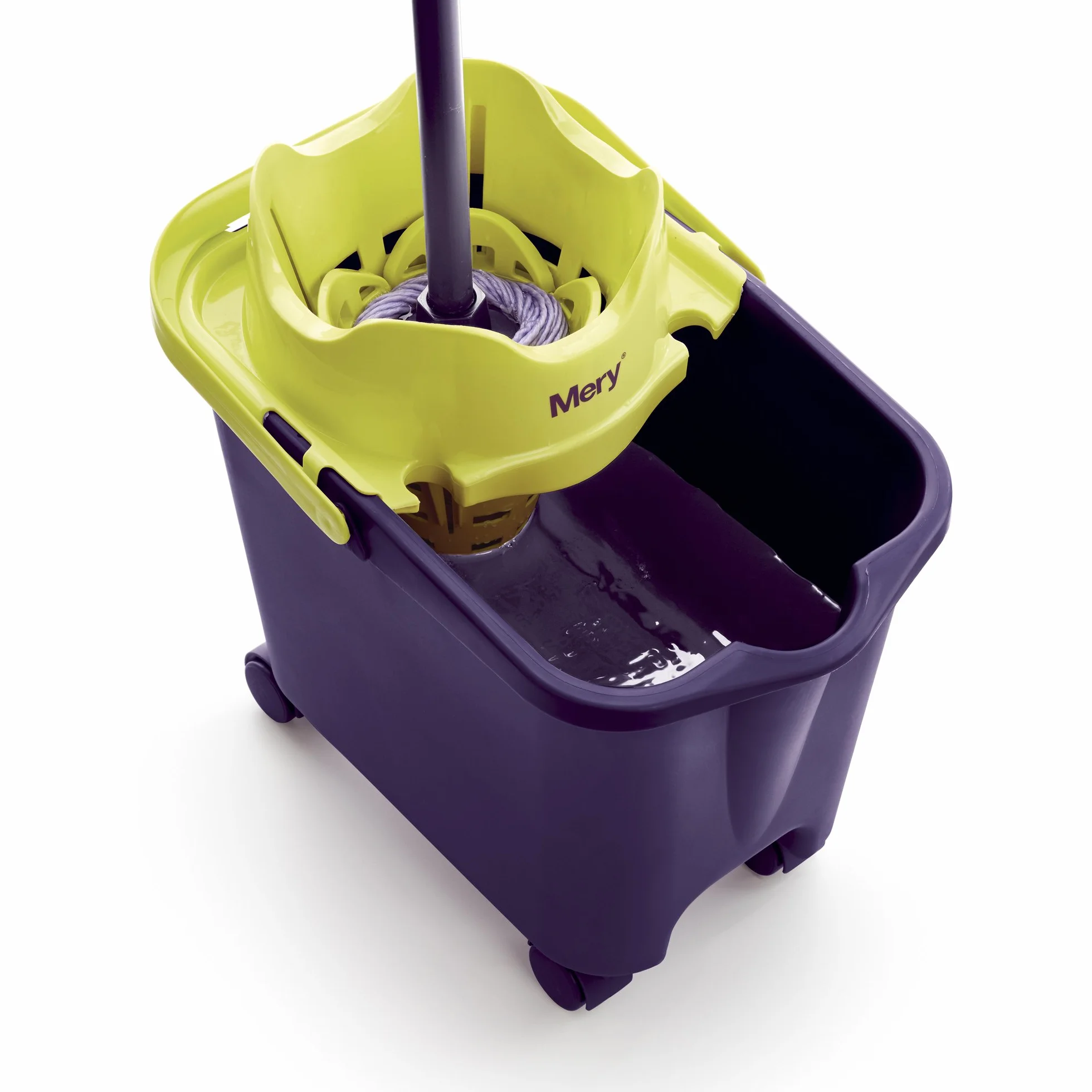 Cubo de fregona automático escurridor ecológico con ruedas morado 14L 38x25x39 cm
