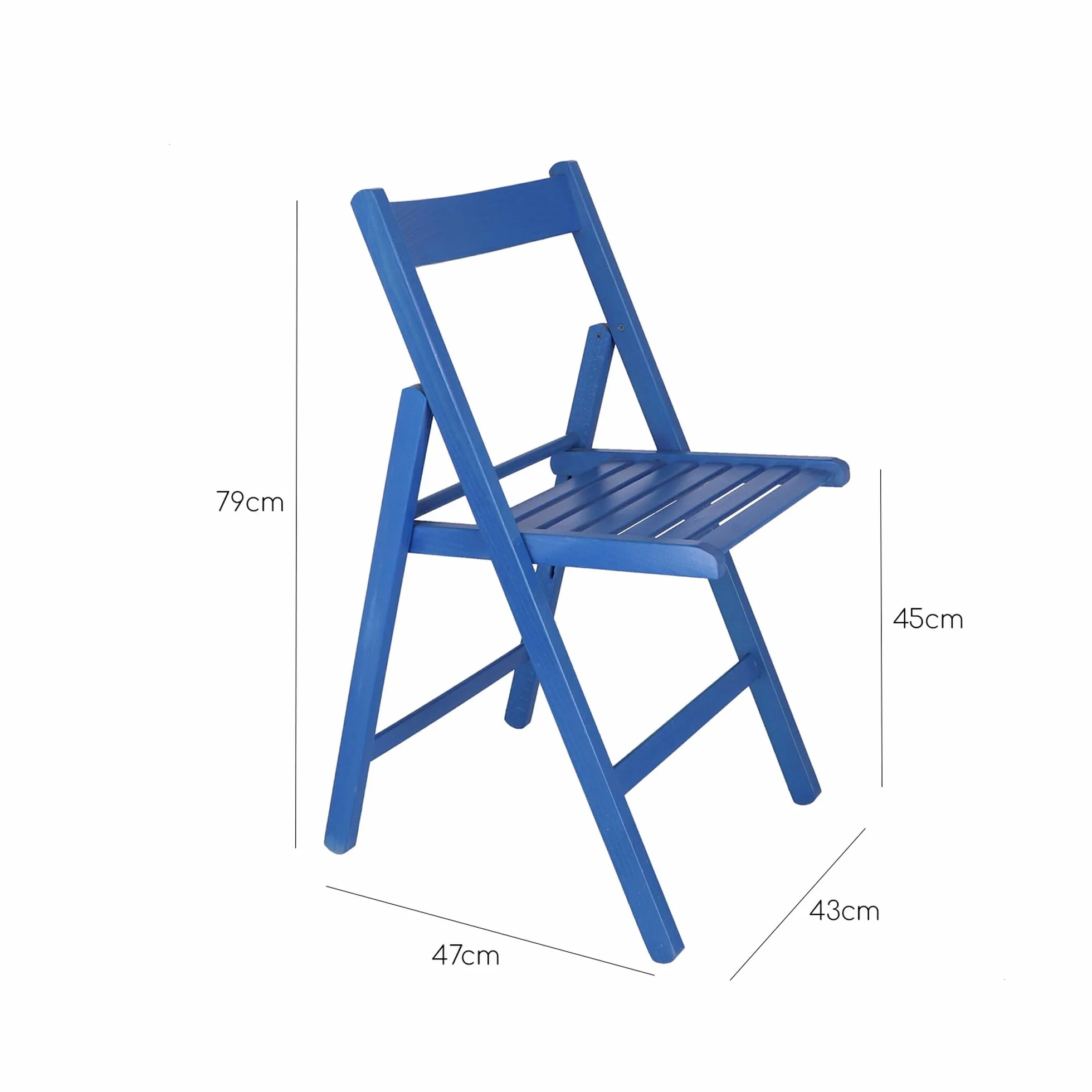 Aranaz | Silla Plegable | Diseño Moderno | Sillas Plegables y Ligeras para Exterior, Jardín o Terraza | Sillón con Reposabrazos y Respaldo | Asiento de Playa | Madera de Haya | Azul | 43 x 47 x 79 cm