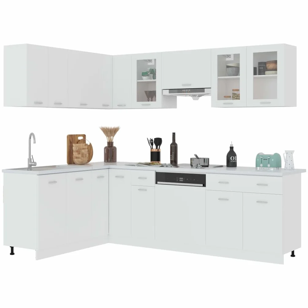 vidaXL Conjunto de armarios de Cocina Lyon de 11 Piezas de Madera de ingeniería Blanca