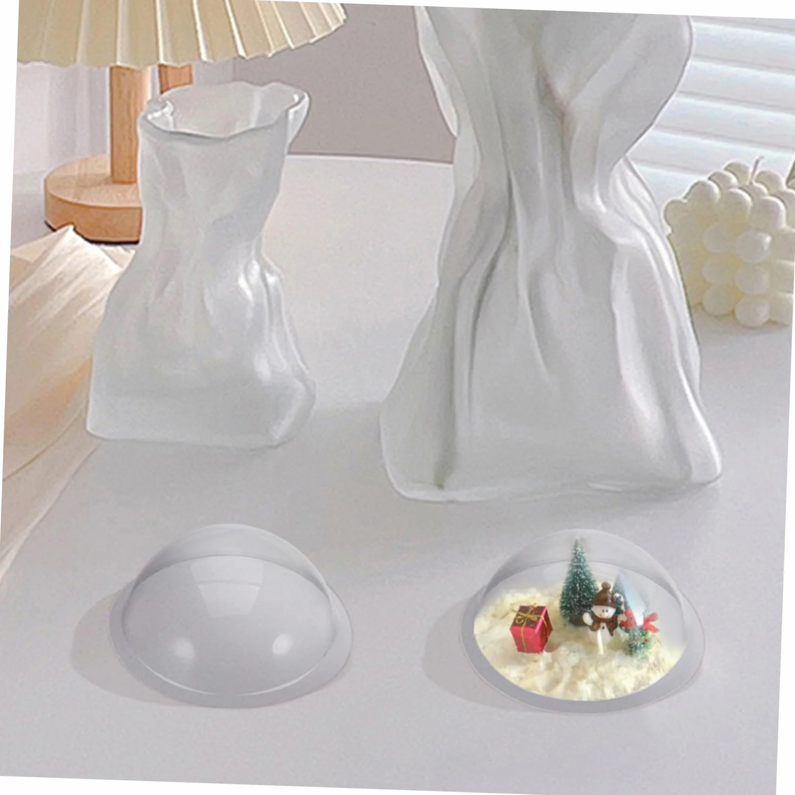 Anneome 12 Piezas Plastic Globe Hemisphere Covers Fillable DIY Ornament Domes Christmas Village Decorations