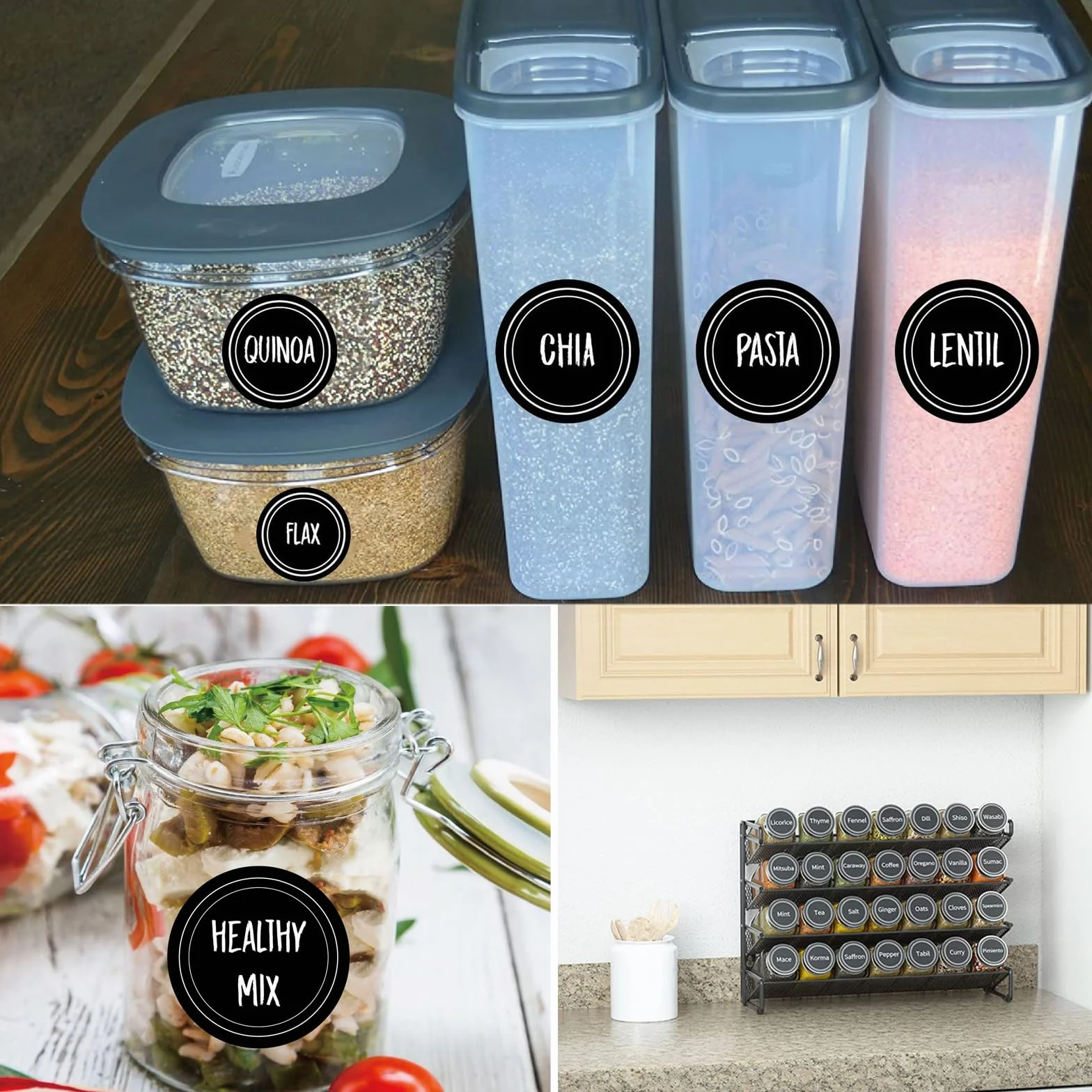 Pack of 144 Labels, Self-Adhesive Round Spice Labels,Waterproof,For Spice Jars, Bars,Cans