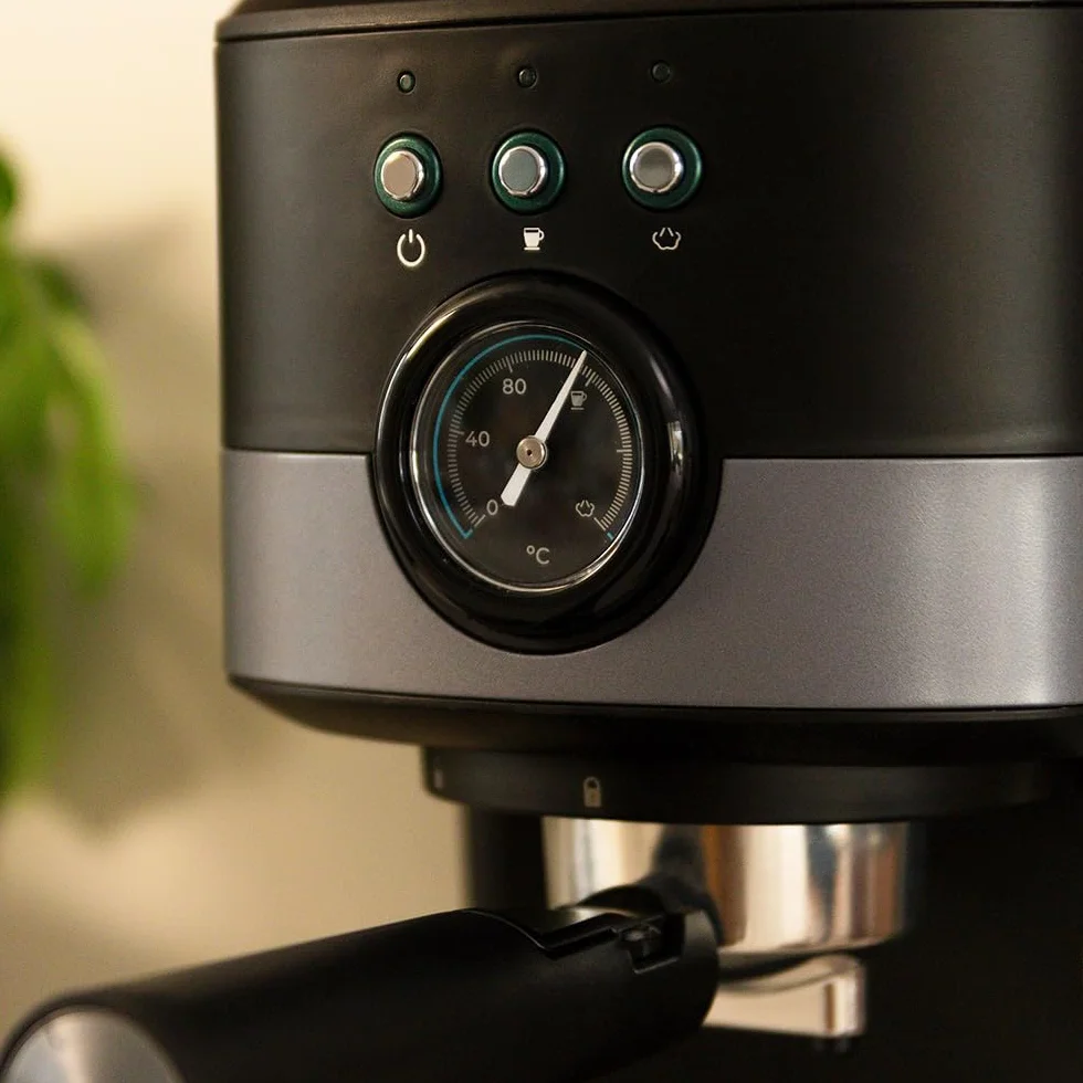 Cecotec Cafetera Express Power Espresso 20 Pecan Pro 1100W 20bars ForceAroma Vaporizador Orientable Brazo Doble Negro