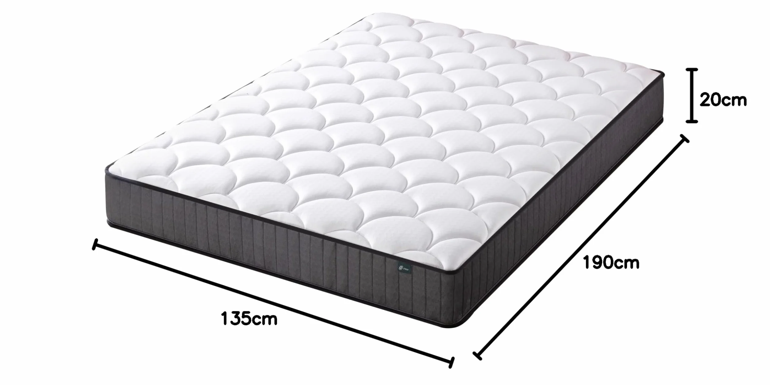 Zinus Colchón Híbrido 135x190 cm 20 cm Tight Top Muelles Ensacados Espuma Viscoelástica Alta Transpirabilidad