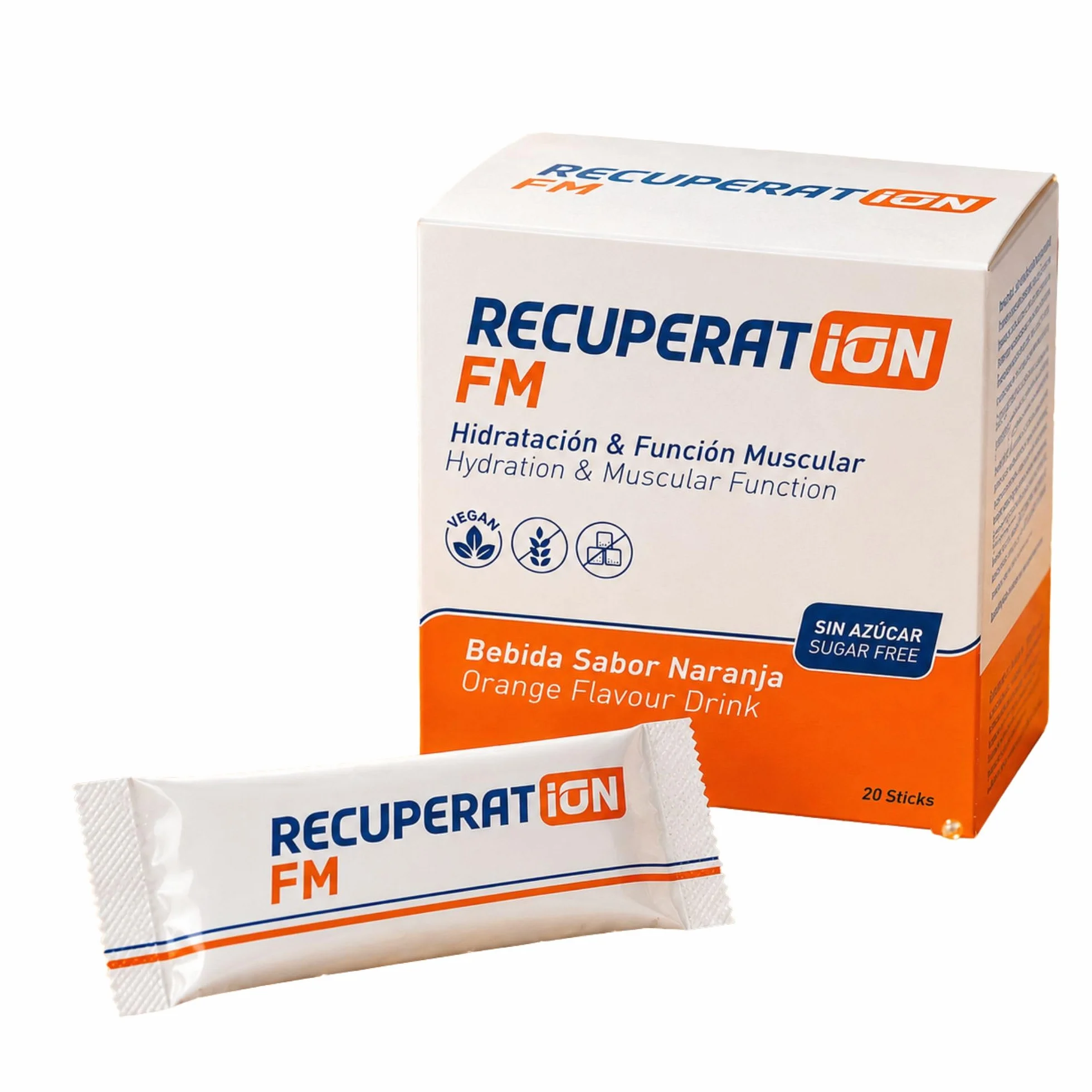 Bebida Hipotónica Sin Azúcar con Electrolitos Sales Minerales Magnesio Sabor Naranja Sin Gluten Ni Lactosa Pack 20 Sobres RECUPERATION