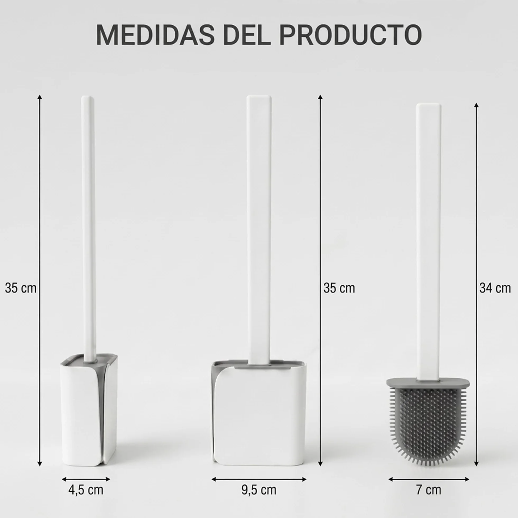 Edihome, Escobillas Baño, Escobilla WC, Escobilla Baño Silicona con Escobillero Baño, Cepillo para Inodoro Flexible, Antigoteo y de Secado Rápido, Suelo o Pared