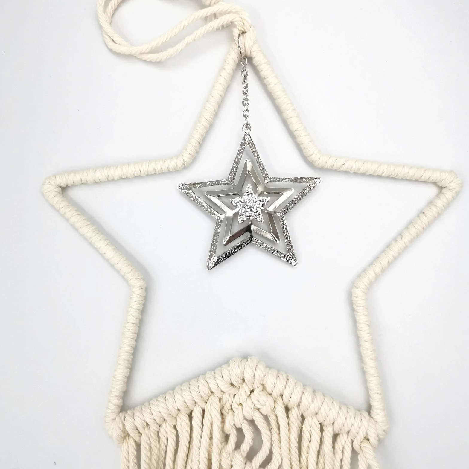 3 Piezas Atrapasueños Macramé Colgante Pared Boho Dream Catcher Sol Luna Estrella Tapiz Tejido Bohemio Elegante Decoración Arte Pared para del Hogar Niñas Regalo