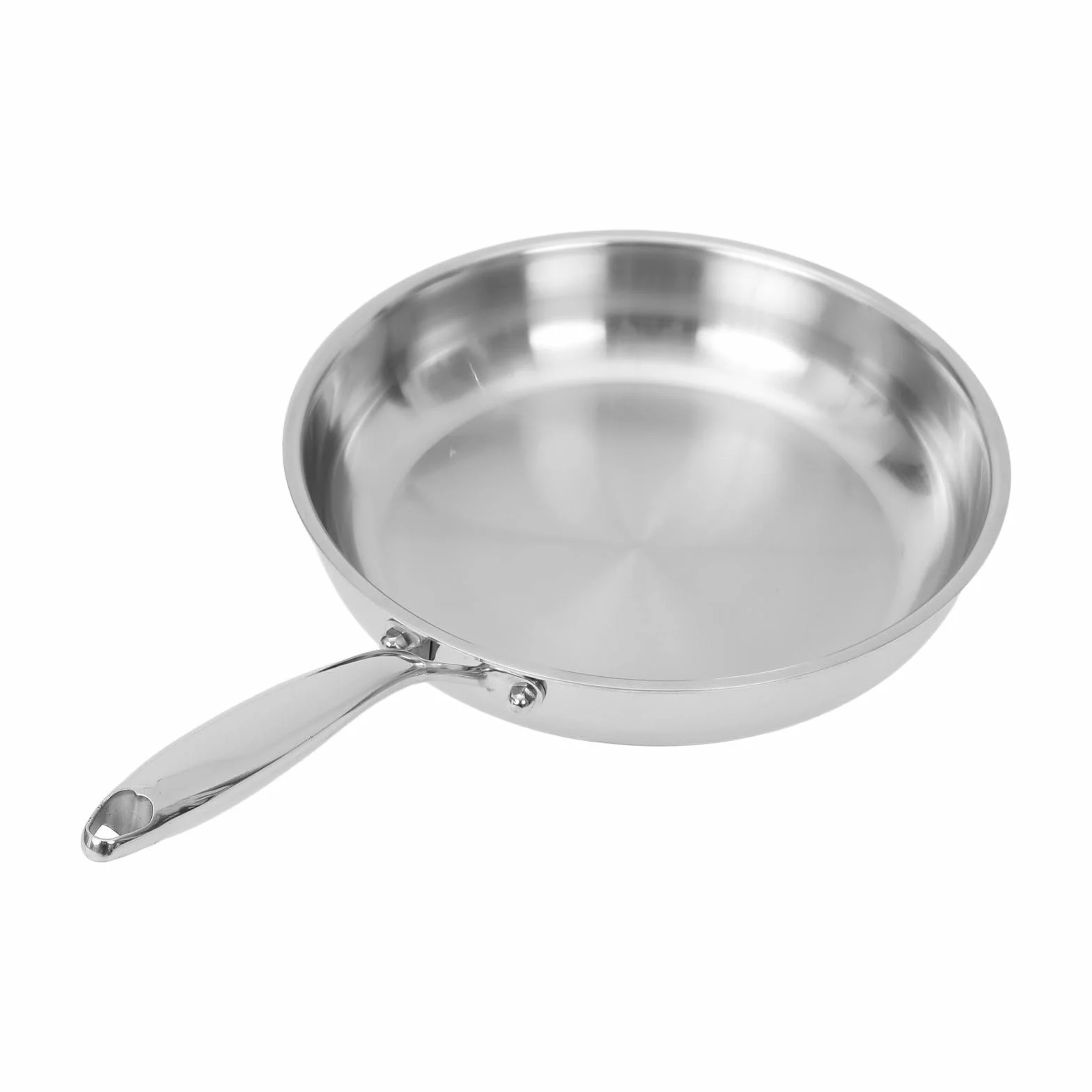 PRETYZOOM Sartén de Acero Inoxidable de 3 Capas de 11 Pulgadas sin Revestimiento con Mango Resistente al Calor para Cocina a Fuego Directo E Inducción, Apta para Lavavajillas y Horno