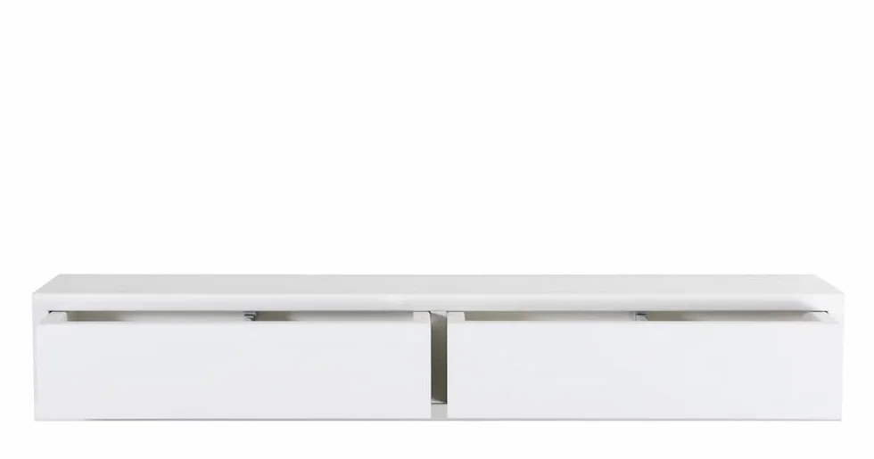 MODULARREDO | Domino Estante de Pared con cajón, mesita de Noche suspendida, Estante de Pared, 88,2 x 13,4 x 20 cm, Blanco - Fabricado en Italia