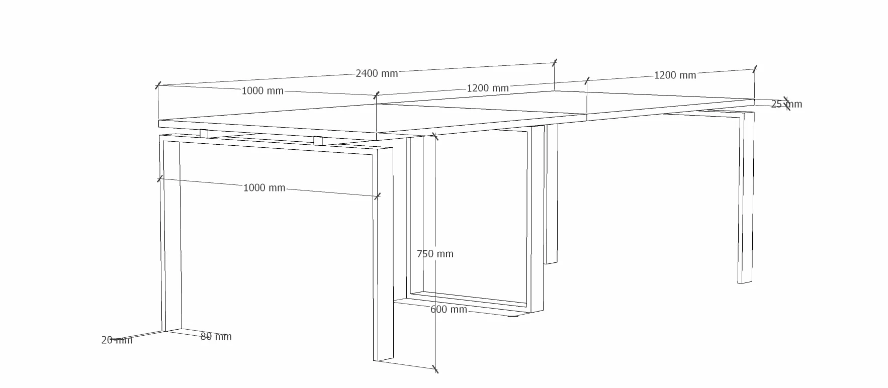 Mesa de Reuniones y Conferencias 240x100 Estructura Metálica Blanco Fabricado en España