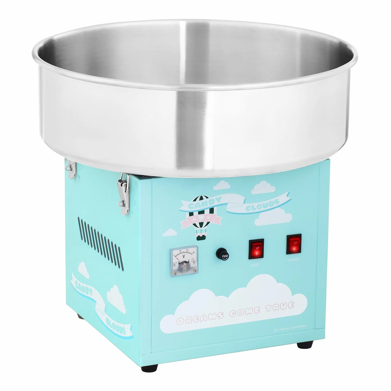 Royal Catering Máquina de Algodón de Azúcar RCZK-1200-BG 1200 W Ø 52 cm Turquesa
