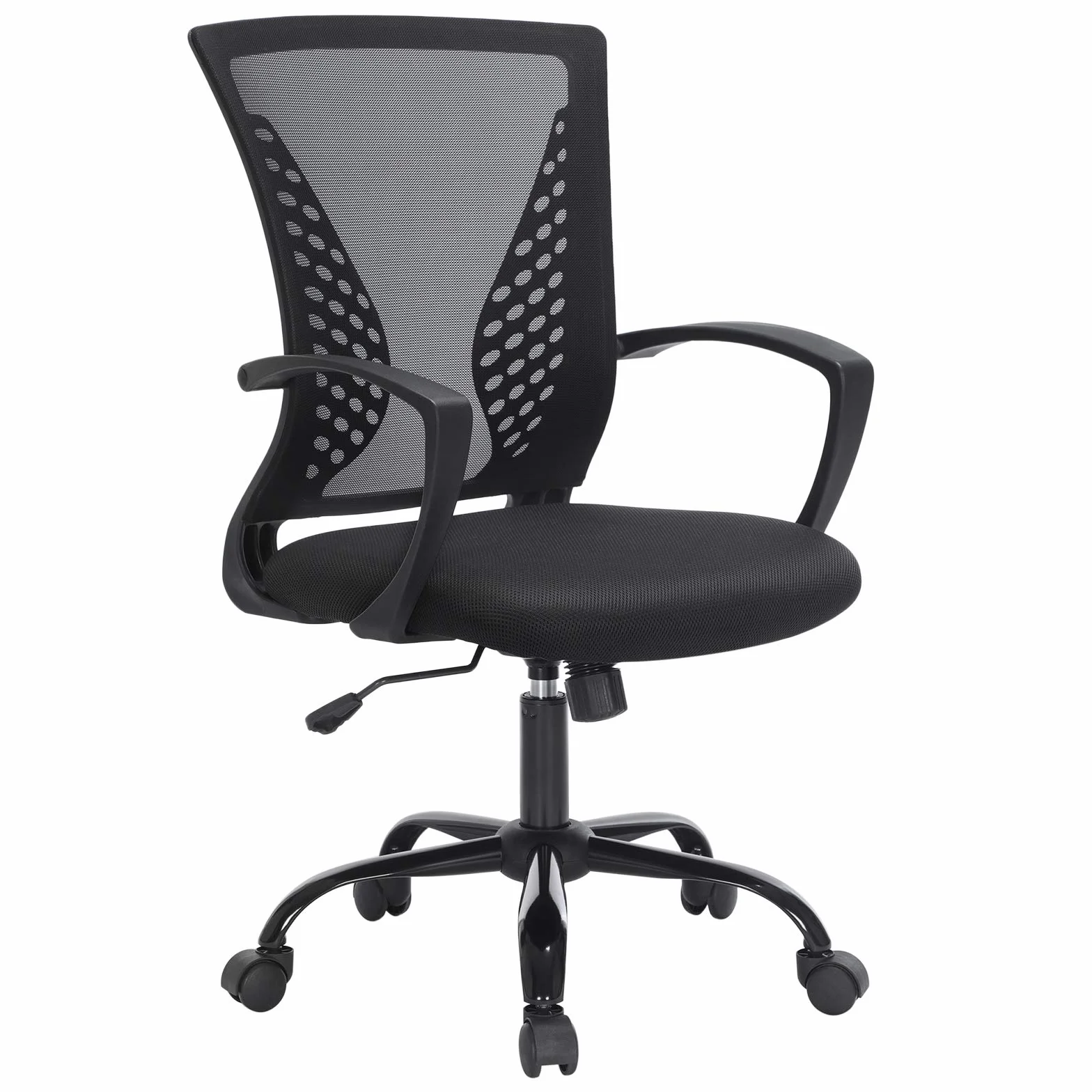 SONGMICS Silla Giratoria Oficina Regulable Altura Respaldo Malla Transpirable Carga Máx 120 kg Negro OBN22BK 58x60,5x(96-104) cm