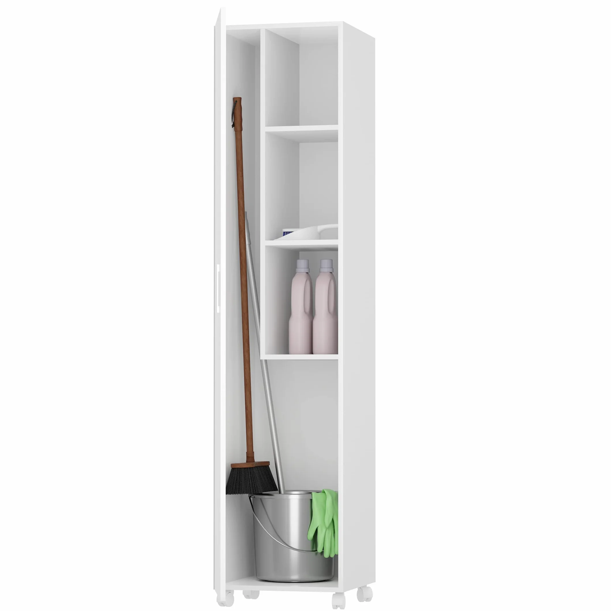 Armario Multiusos con Puerta y Ruedas Blanco