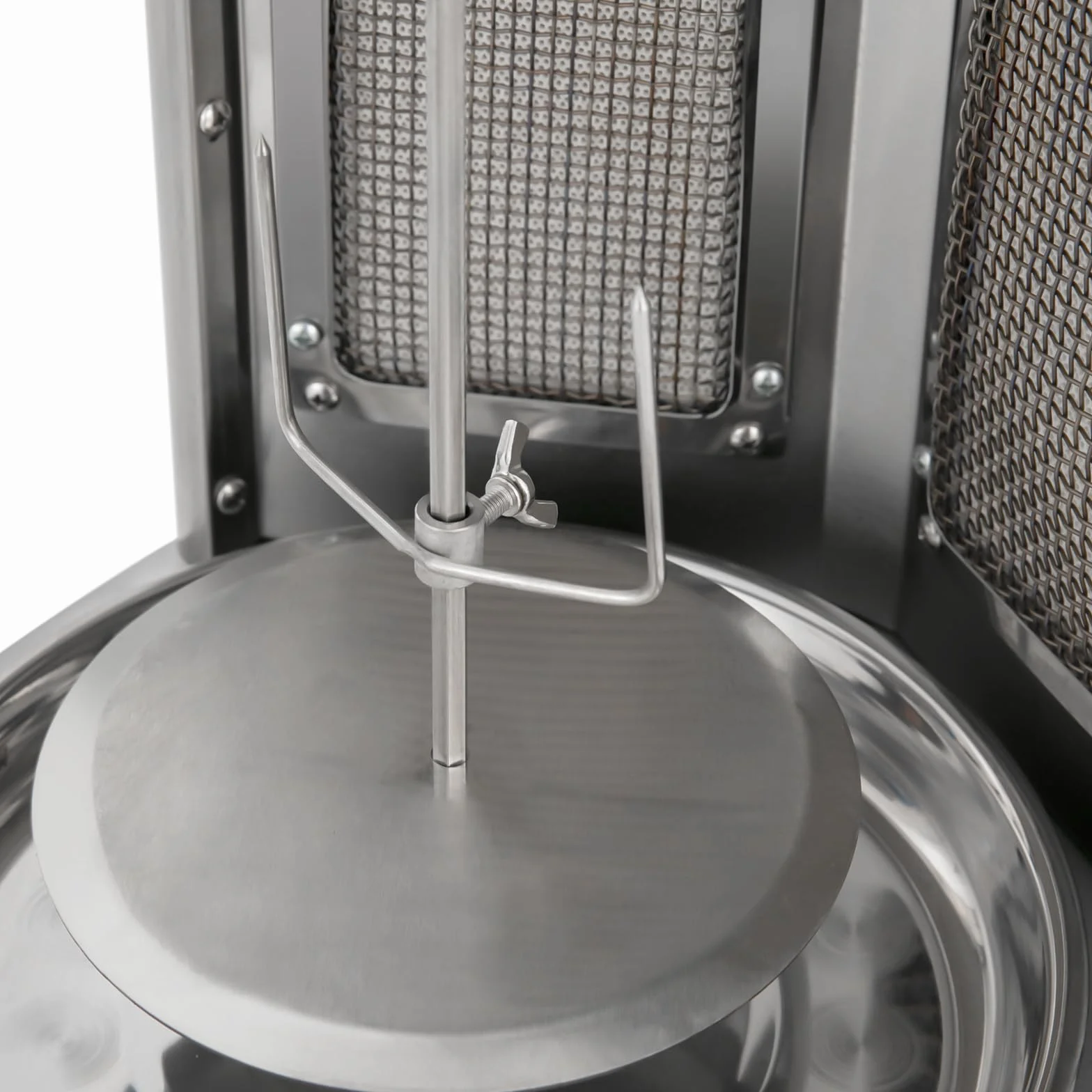 Shawarma asador vertical 360° acero inoxidable con dos interruptores térmicos ajustables
