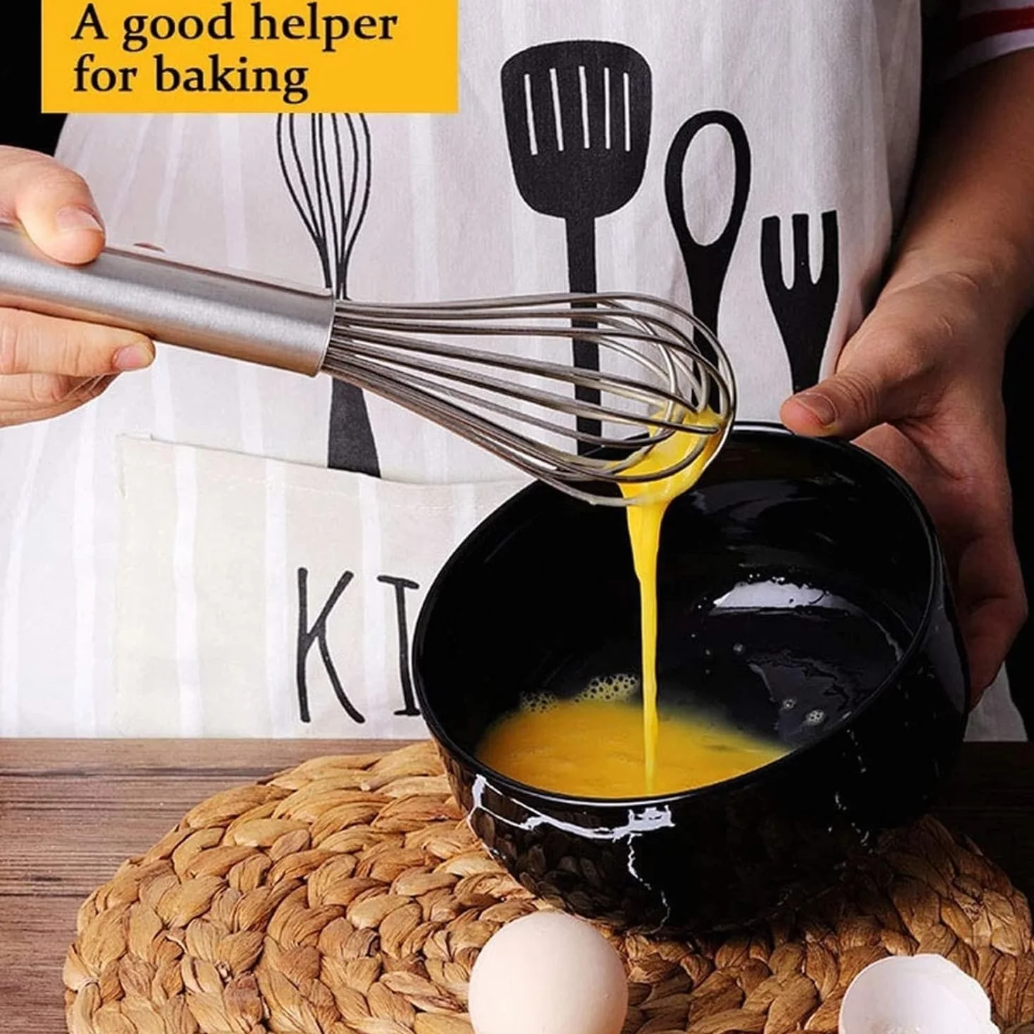 Batidor manual de acero inoxidable 20 cm para cocina