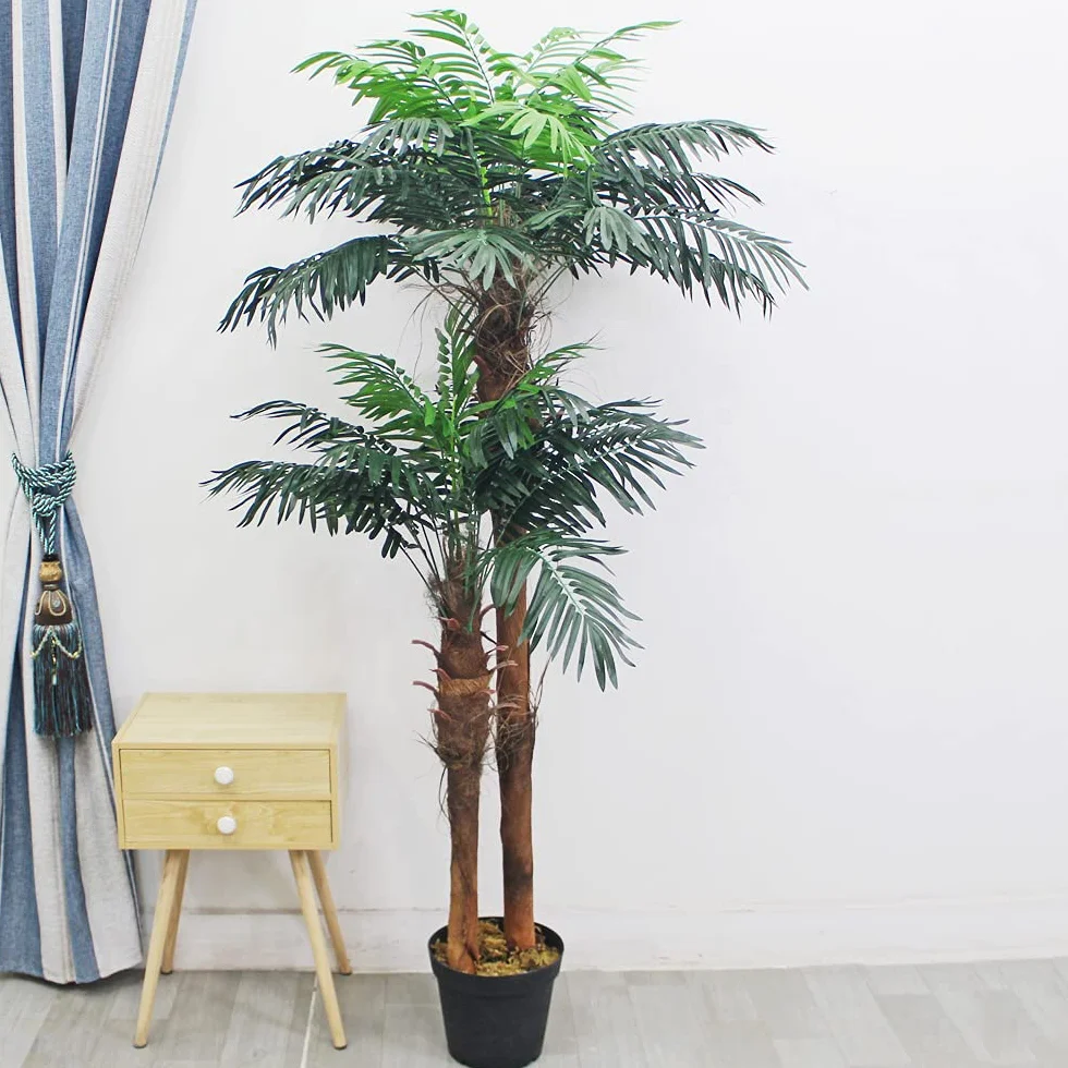 Decovego Royal Palmera Cocotero Planta Artificial Decoración Interiorismo Madera Natural 170cm