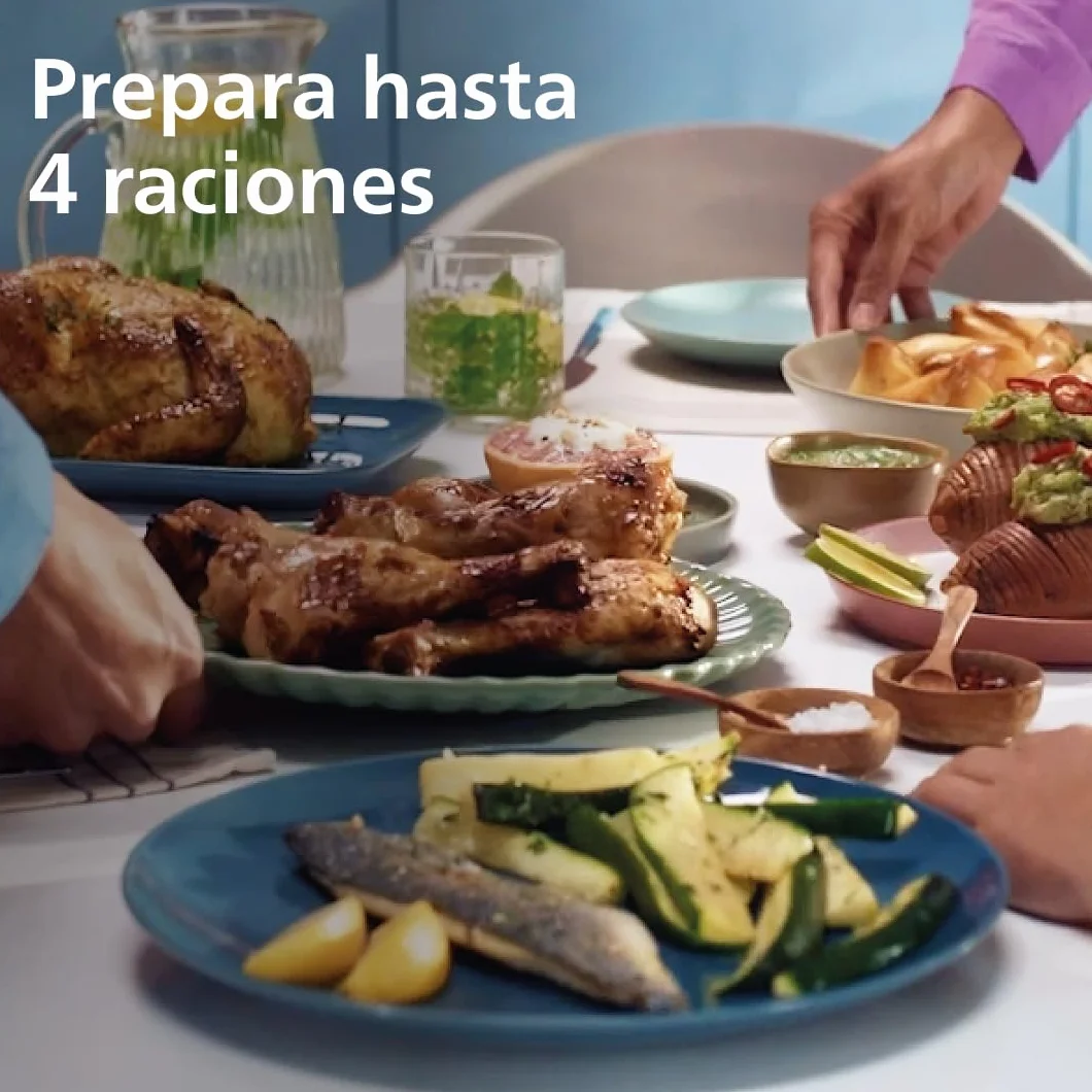 Philips Freidora de Aire Serie 3000, Doble Cesta 9L, 8-en-1, Sincronización Automática, 90% Menos Grasa, Tecnología Rapid Air, Apta Lavavajillas, con App HomeID, Blanca (NA353/10)