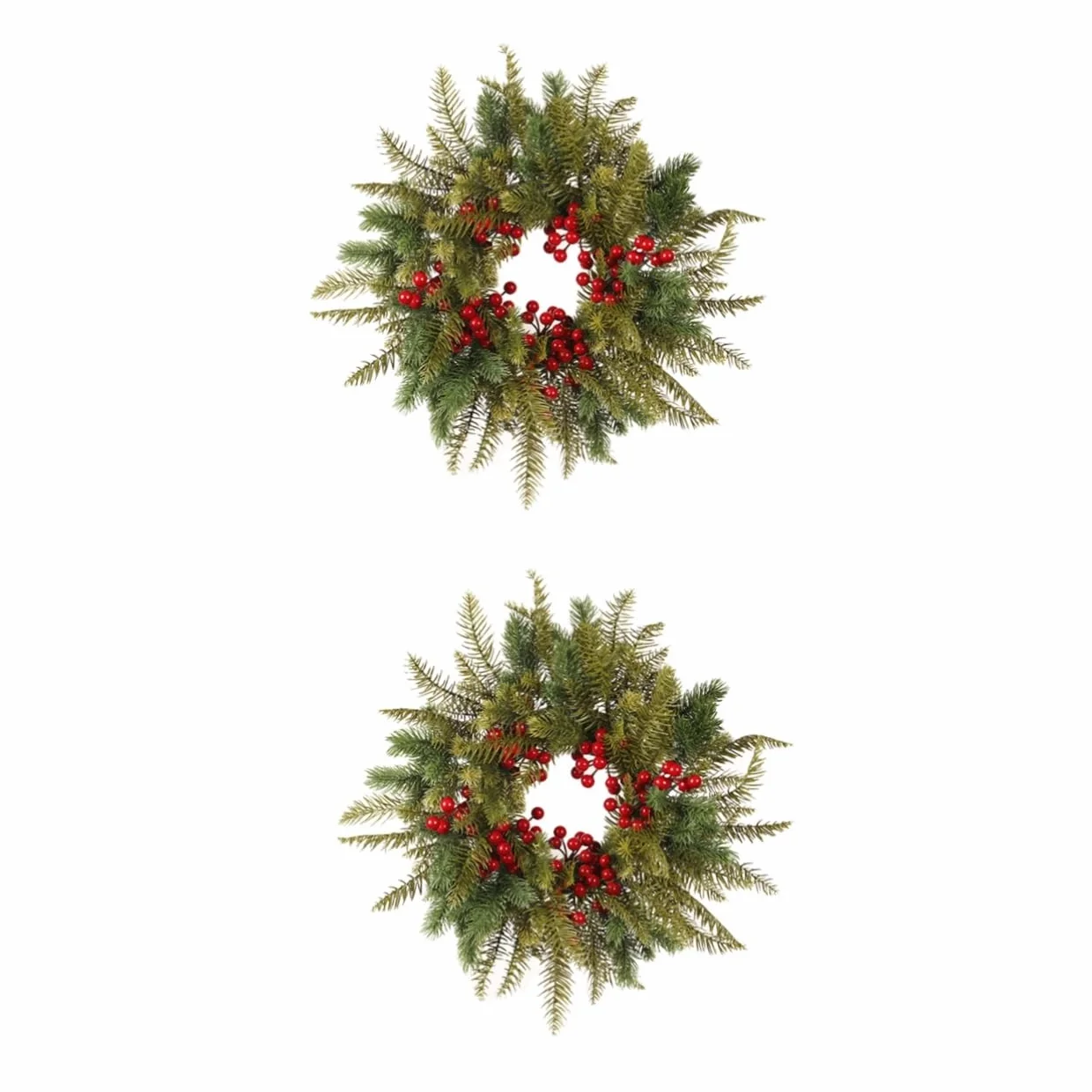 Cabilock 2 Piezas de Navidad Planta de Navidad Guirnalda Decoración navideña Coronas navideñas Christmas Garland de Frutos Rojos Colgante de Anillo de plástico Green