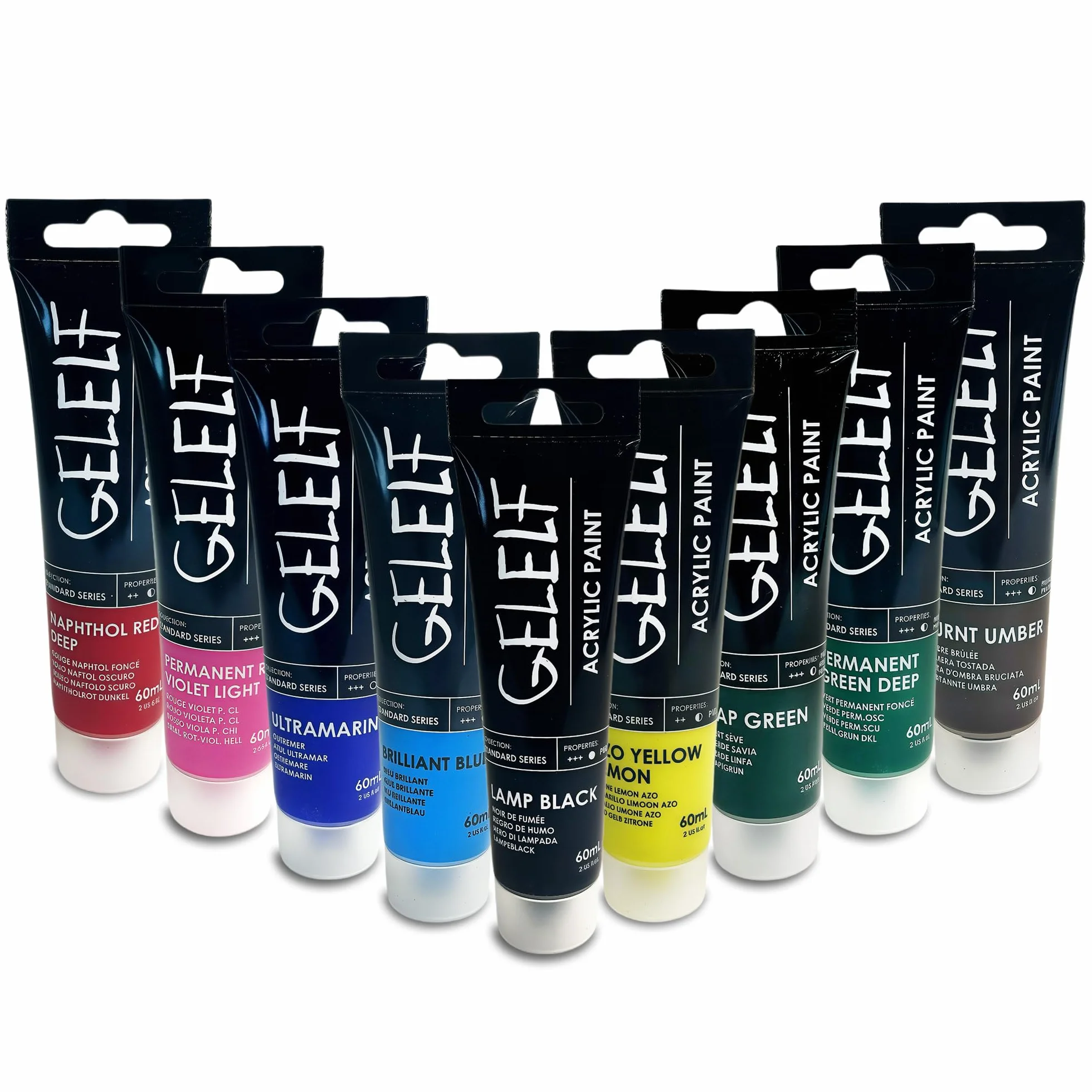 Pinturas acrílicas para impresión en placa de gel, transferencia perfecta, juegos de pintura acrílica especial para suministros de impresión de placas de gel, 9 colores, total 540 ml, juego de