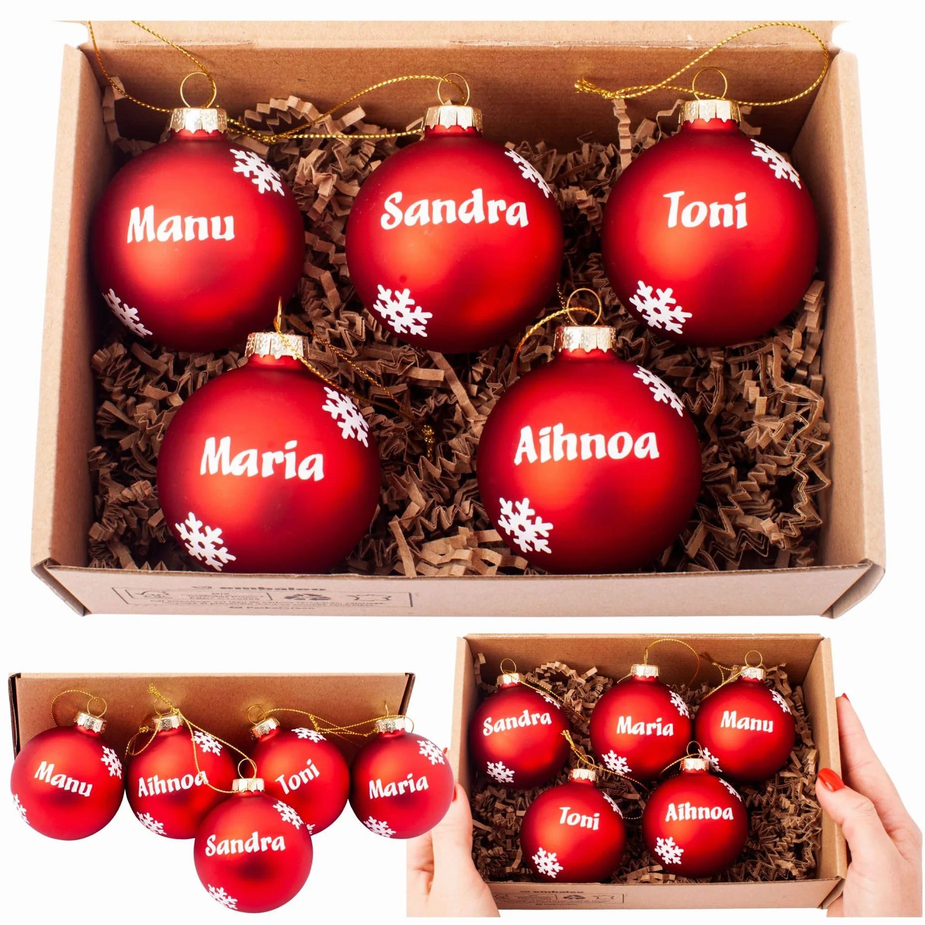 Olesea Bola de Navidad Personalizada Cristal Rojo Glossy Matte Adorno Árbol Decoración Navideña