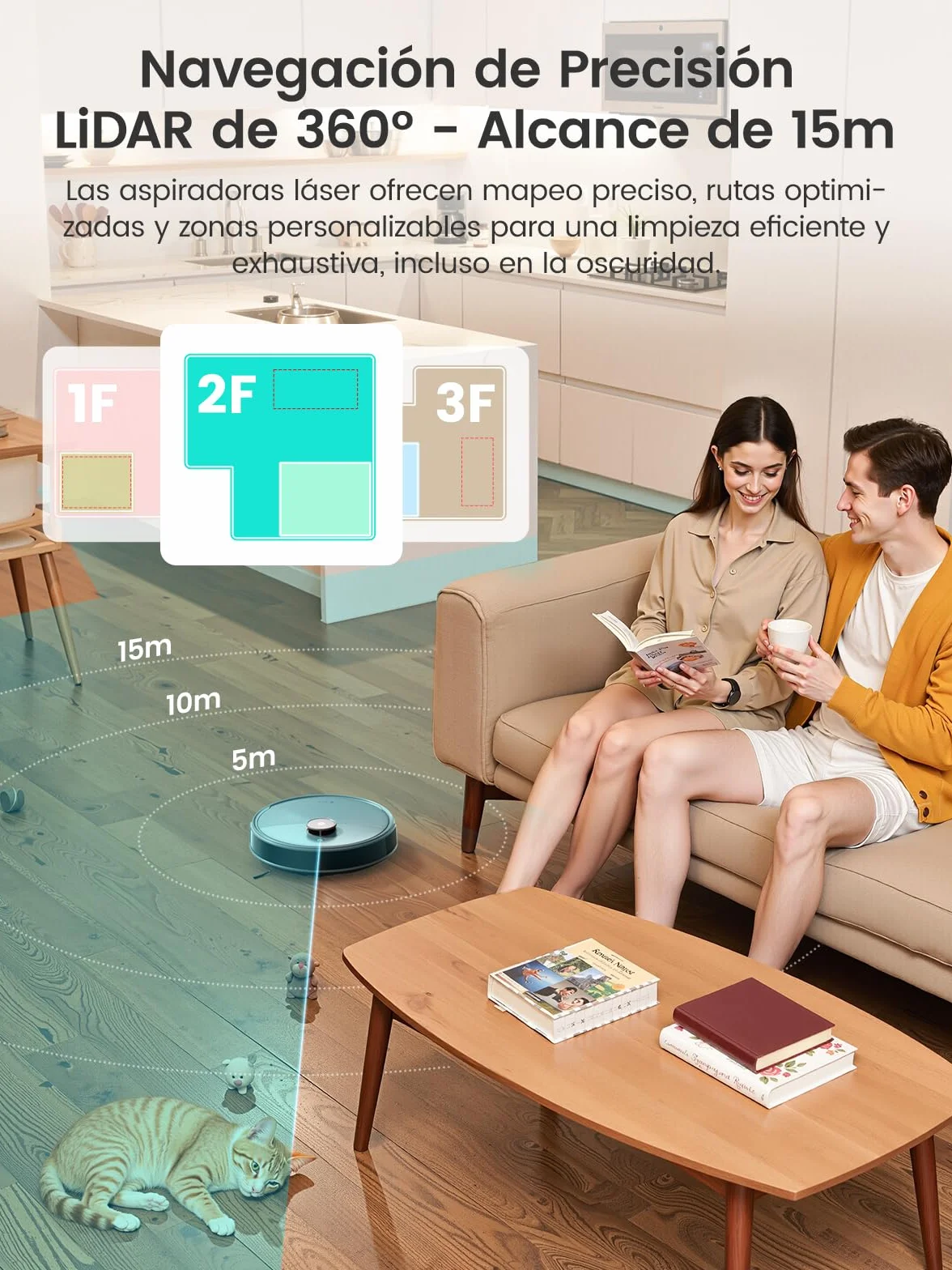 LEFANT M3 Max Robot Aspirador y Fregasuelos, 20000 Pa, 210min, Auto-Lavado Secado Mopa, Auto-Vaciado 3.2L, dToF Navegación Láser, WiFi Alexa App iWatch