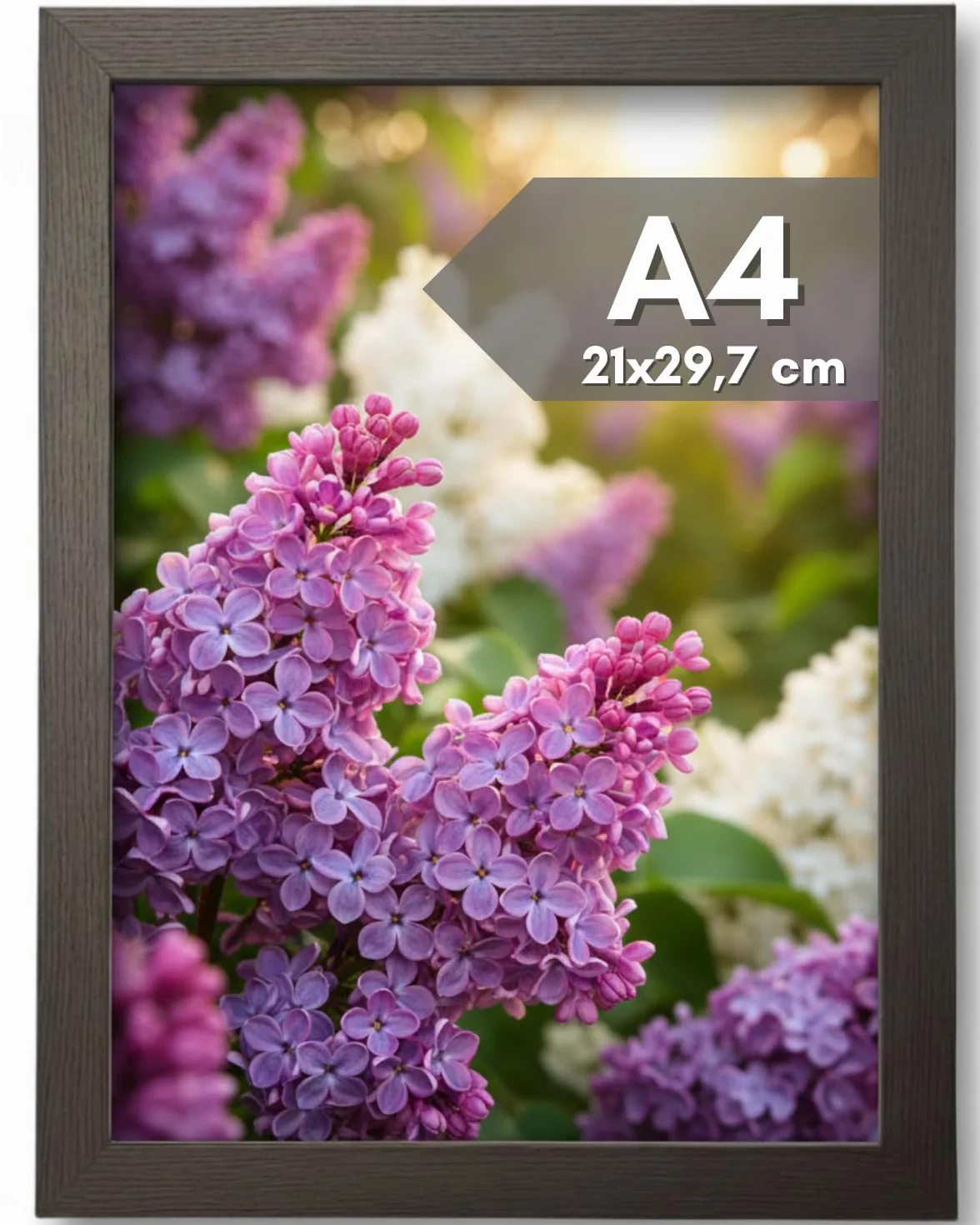 Marco A4 Madera Negro 21x30 cm Frontal Antirreflejo para Cuadros Diplomas Certificados