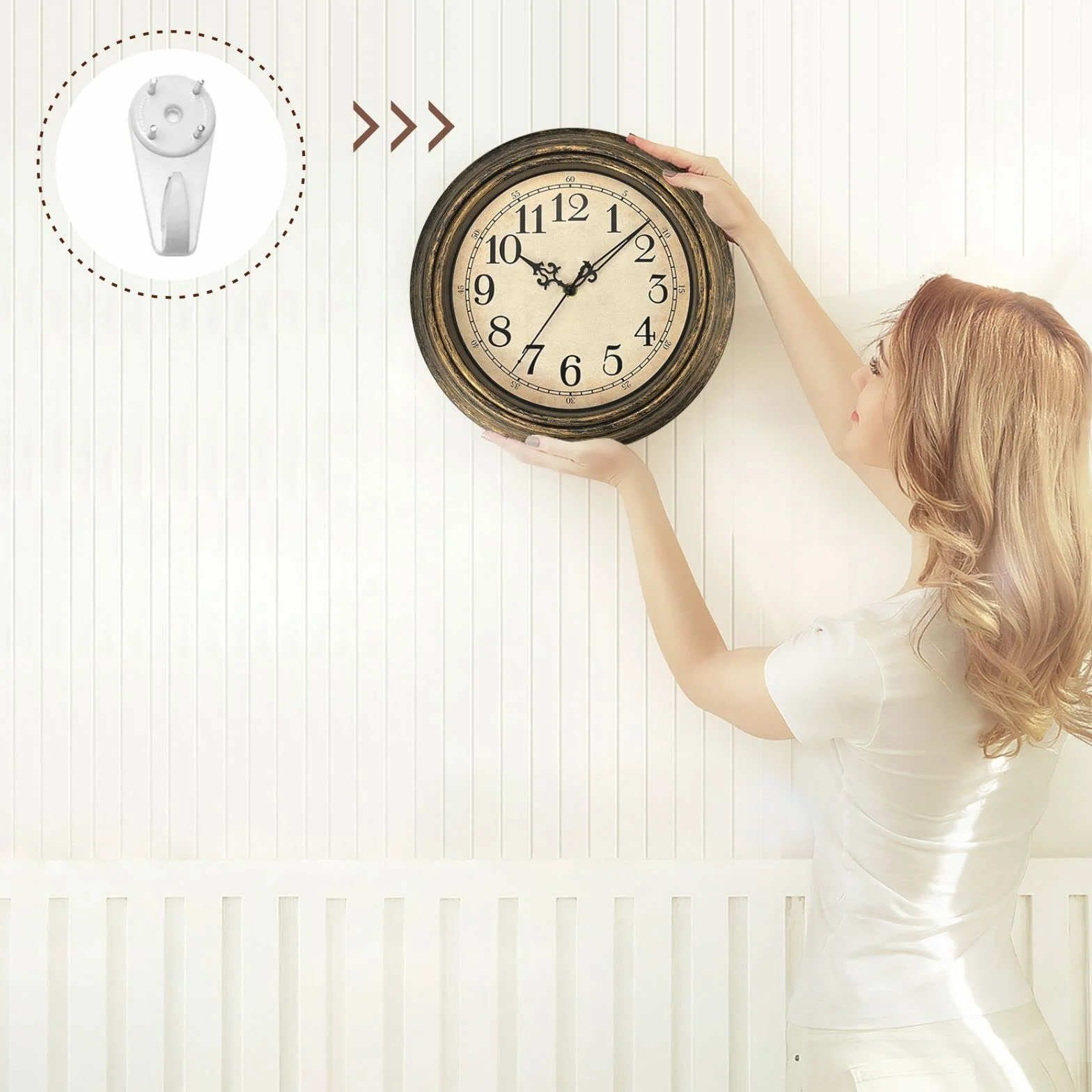 Plumeet Reloj de Pared Retro Pequeño, Silencioso Clásico 25cm sin Tic-TAC