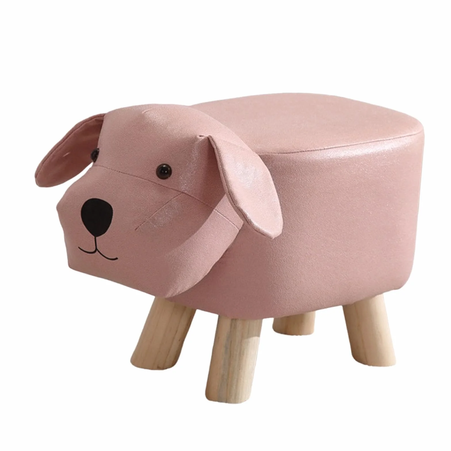 Puf Decorativo Infantil Perro Rosa para Sala de Juegos, Taburete Niños
