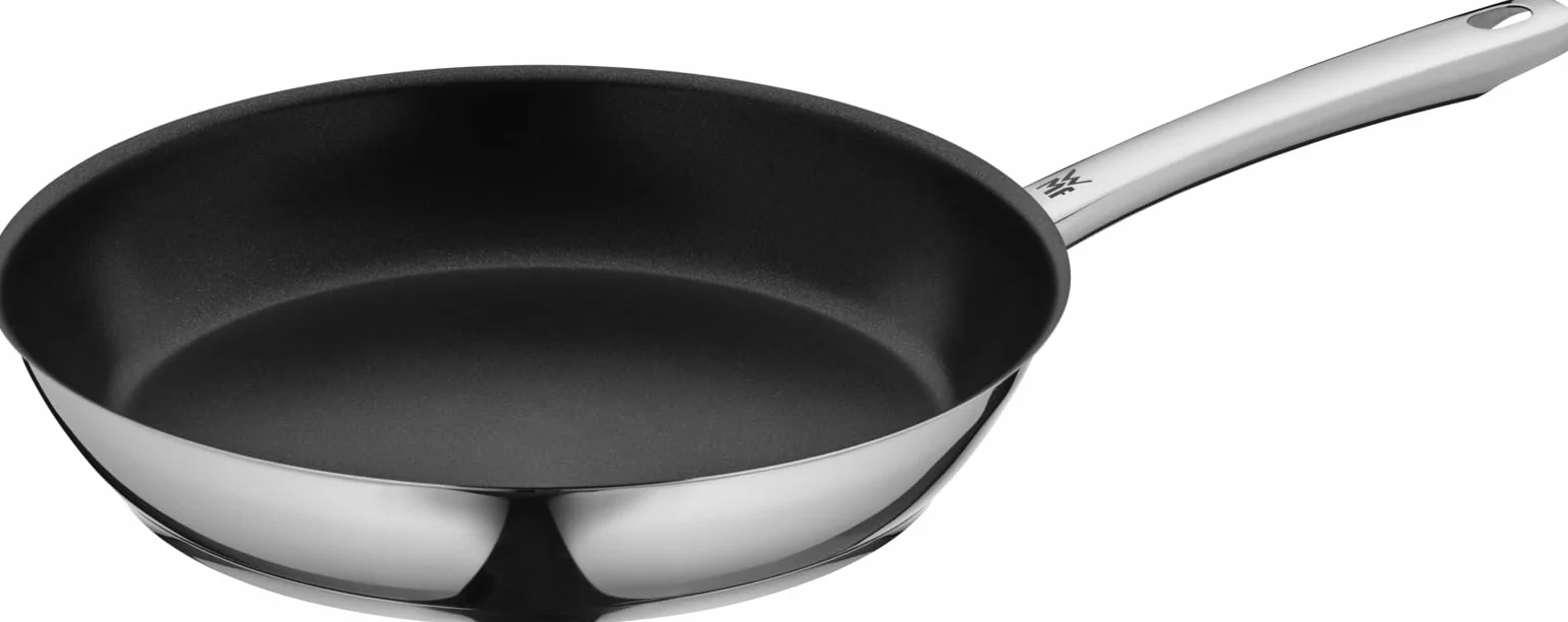 WMF Nordic Profi - Juego de sartenes (2 piezas, inducción, 24, 28 cm, antiadherente, apta para horno, sin goteo, acero inoxidable Cromargan)