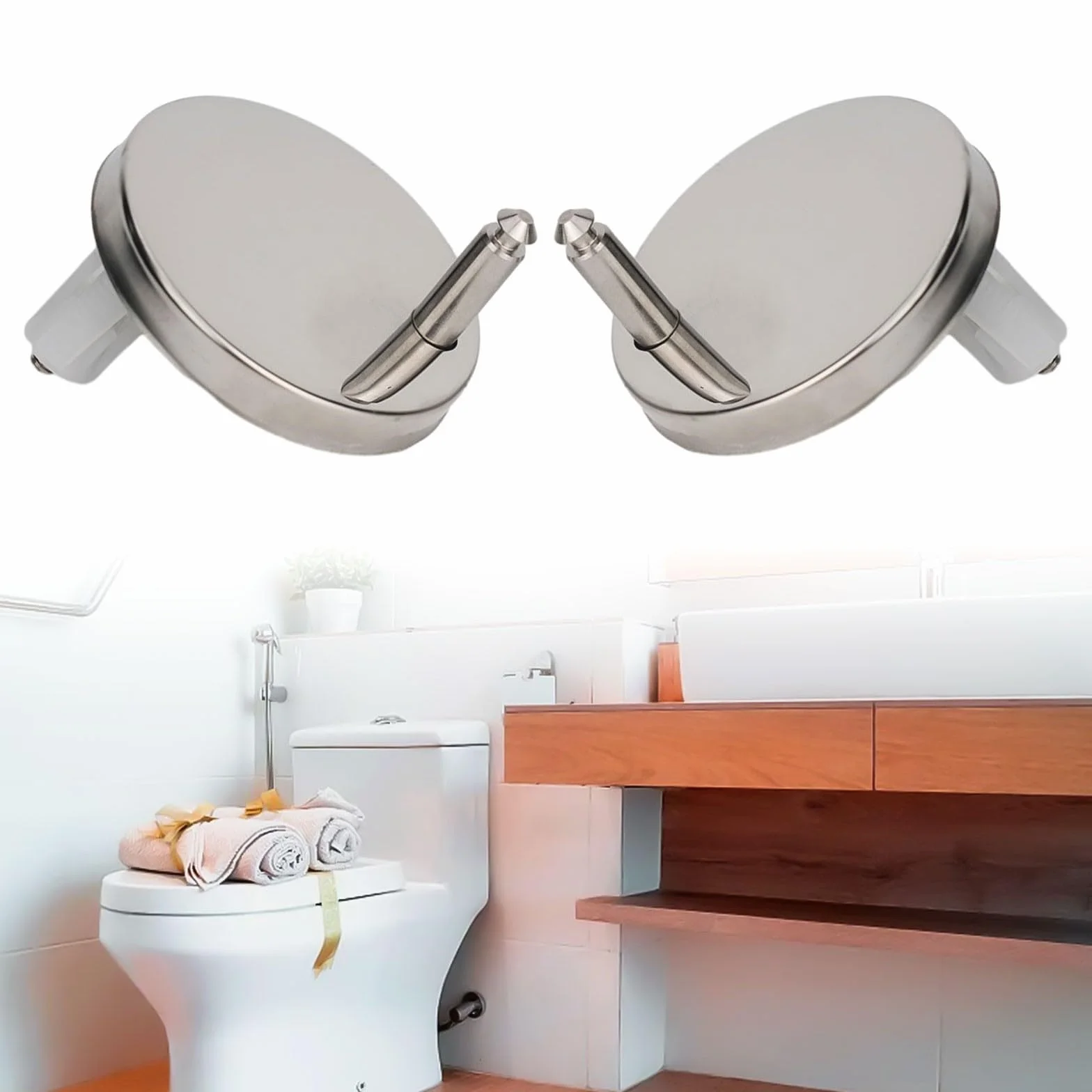 Honseadek Bisagras de asiento de inodoro de liberación rápida, piezas de repuesto de metal de acero inoxidable, pernos de bisagra de tapa, accesorios de fijación de asiento de inodoro (65 mm)