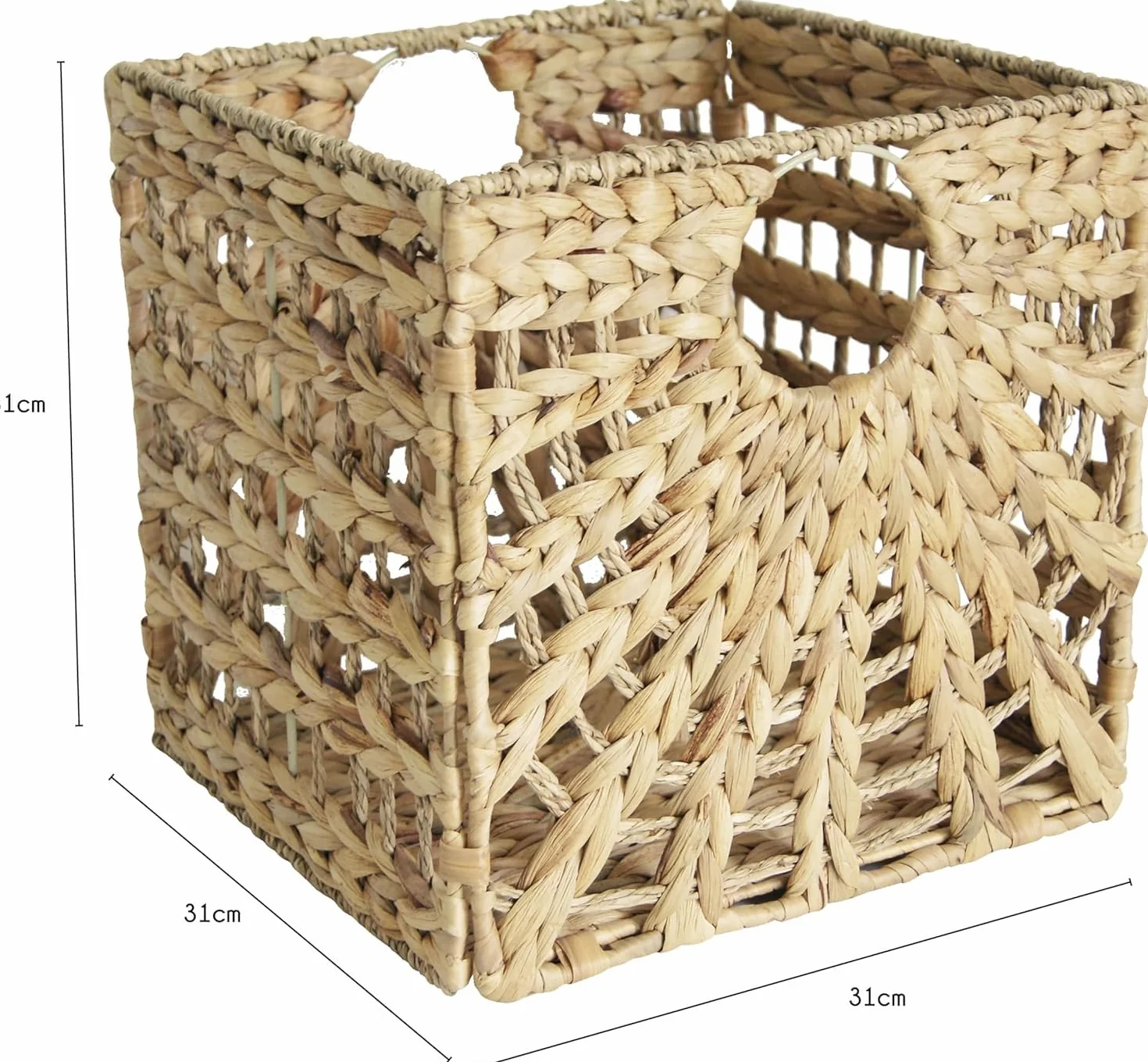 Box and beyond – Cestas de almacenamiento plegable de junco de mar – 31 x 31 x 31 cm – Organizadores naturales y versátiles para casa (4)