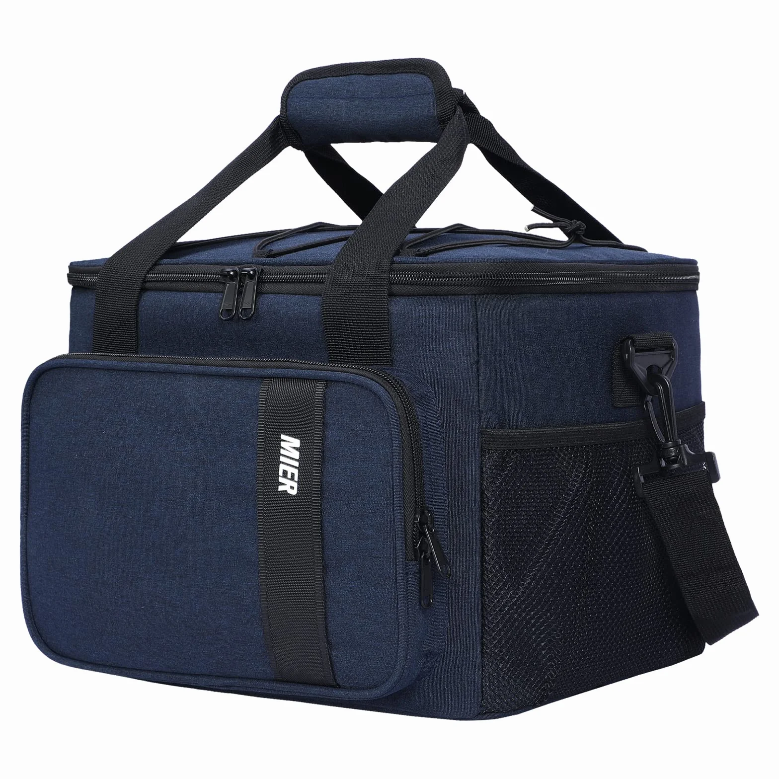 MIER Bolsa térmica aislada para el almuerzo para hombres y mujeres, 24 latas grandes bolsas de almuerzo a prueba de fugas, refrigeradores para el trabajo, viajes, picnic, azul marino