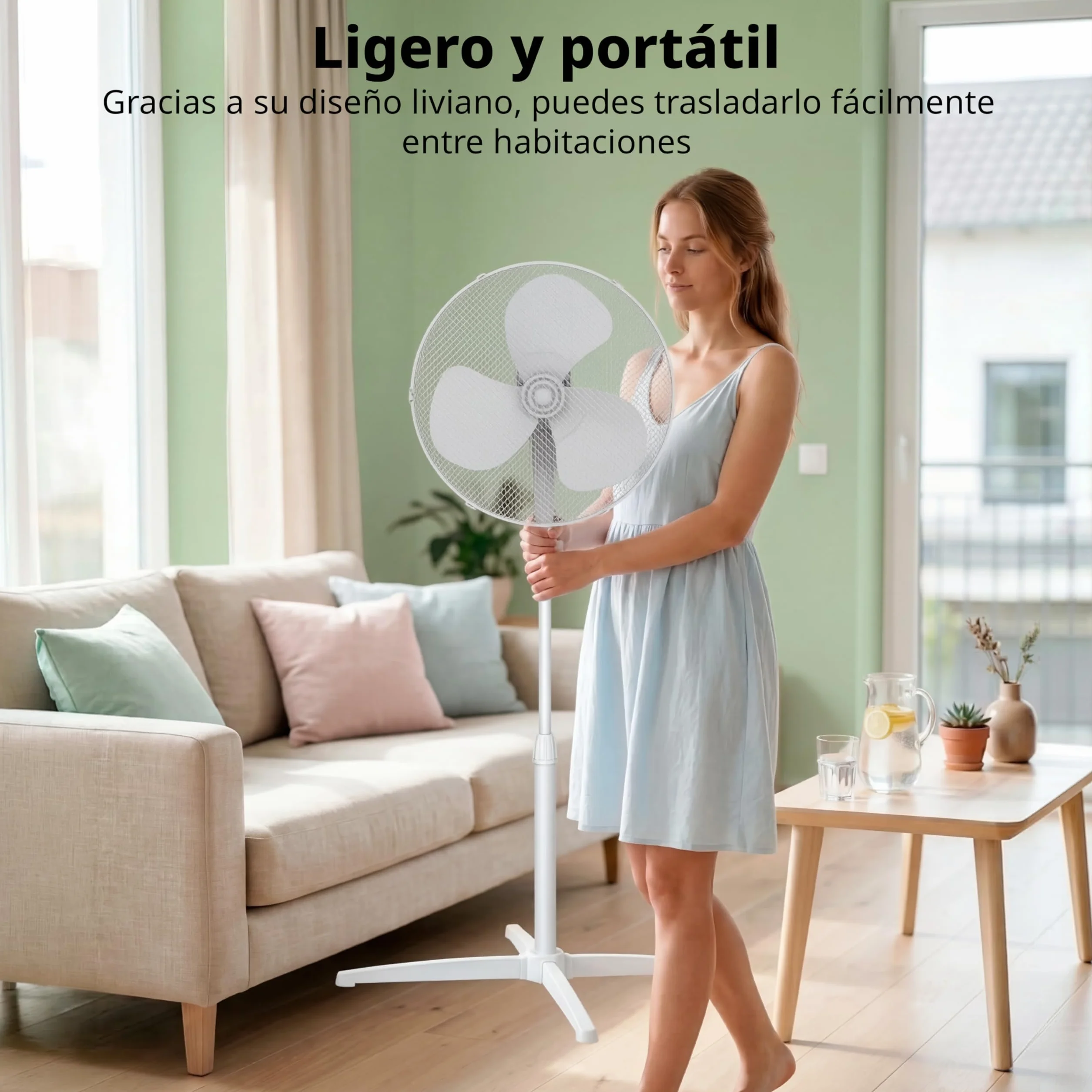 COMFEE Ventilador de Pie 40W 3 Velocidades Oscilación 90º Altura Ajustable Flujo de Aire 40m3/min Silencioso